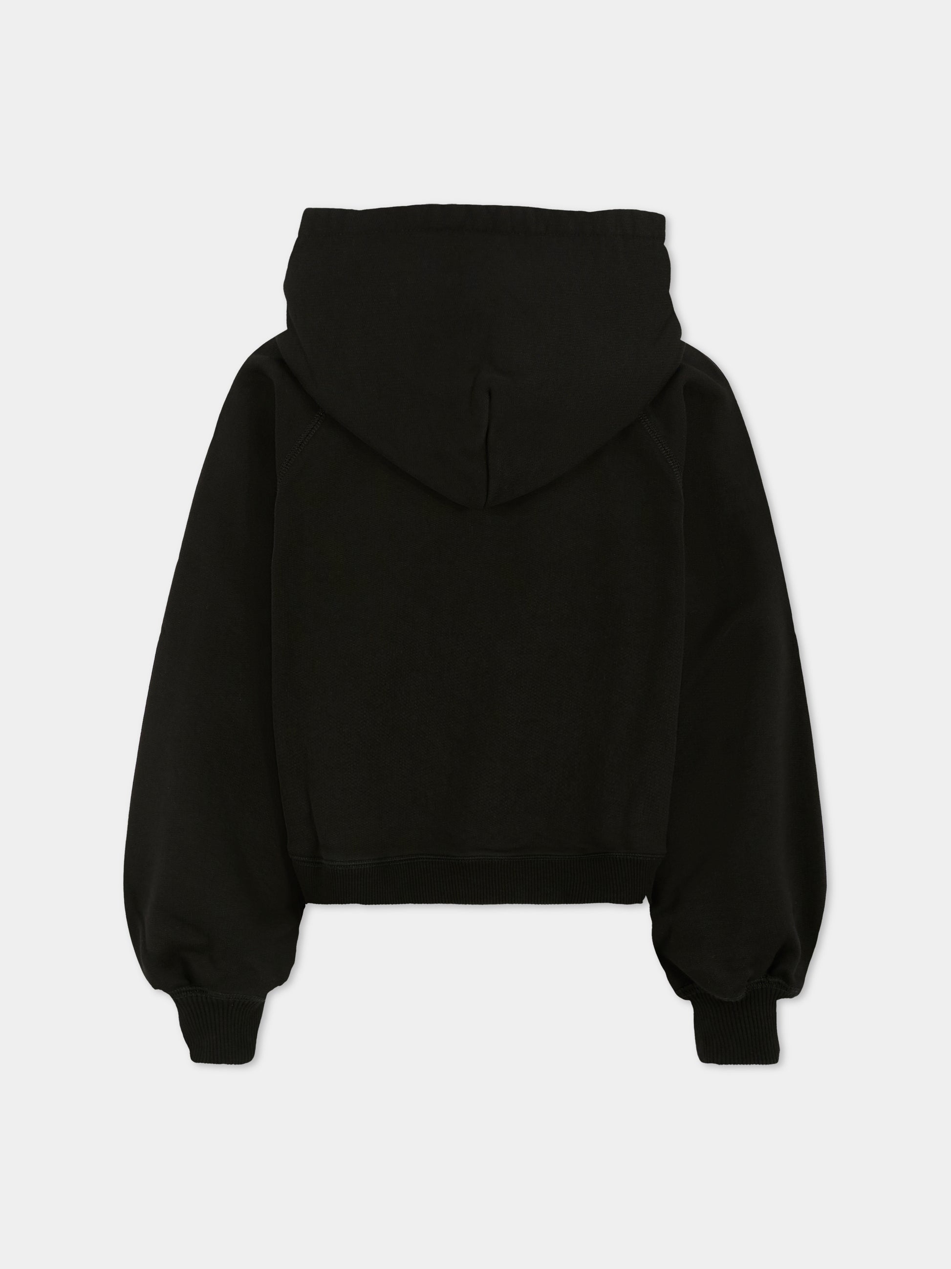 Felpa crop nera per bambina con logo DG,Dolce & Gabbana Kids,L5JWCB G7PHM N0000