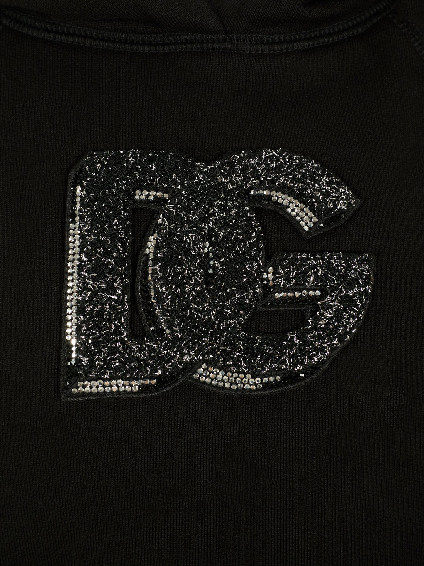 Felpa crop nera per bambina con logo DG,Dolce & Gabbana Kids,L5JWCB G7PHM N0000