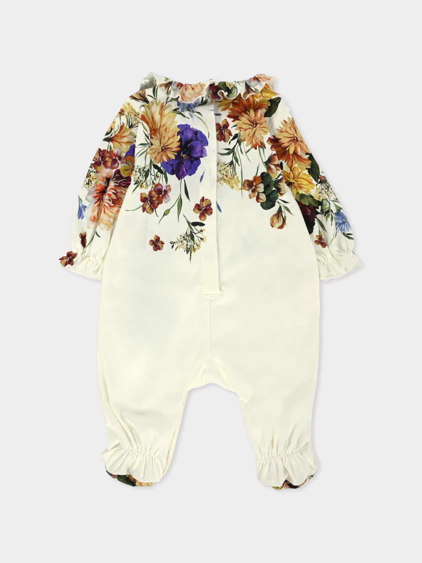 Set tutina avorio per neonata con stampa floreale,Dolce & Gabbana Kids,L2JO4E II7IH HA5PC