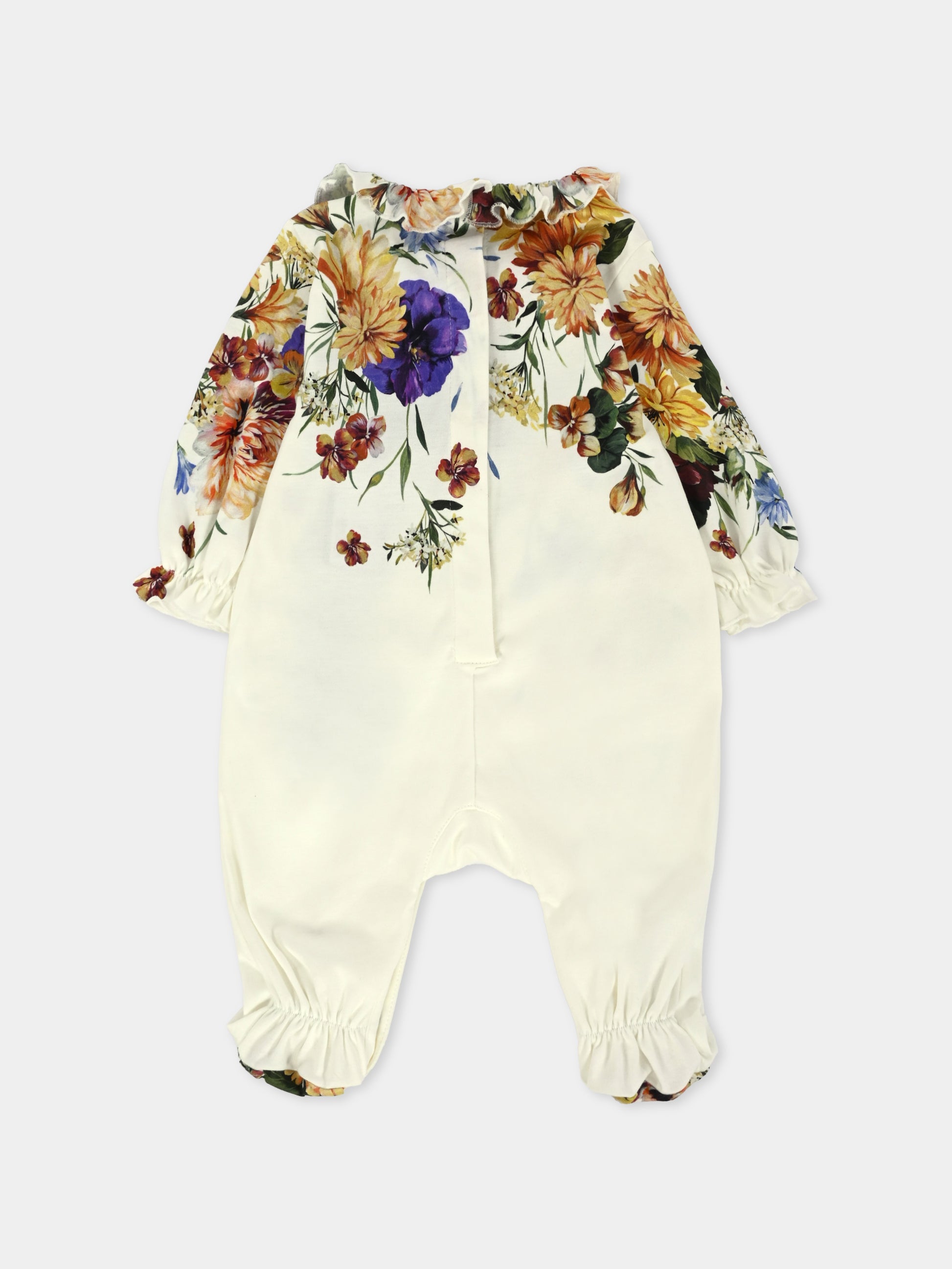 Set tutina avorio per neonata con stampa floreale,Dolce & Gabbana Kids,L2JO4E II7IH HA5PC