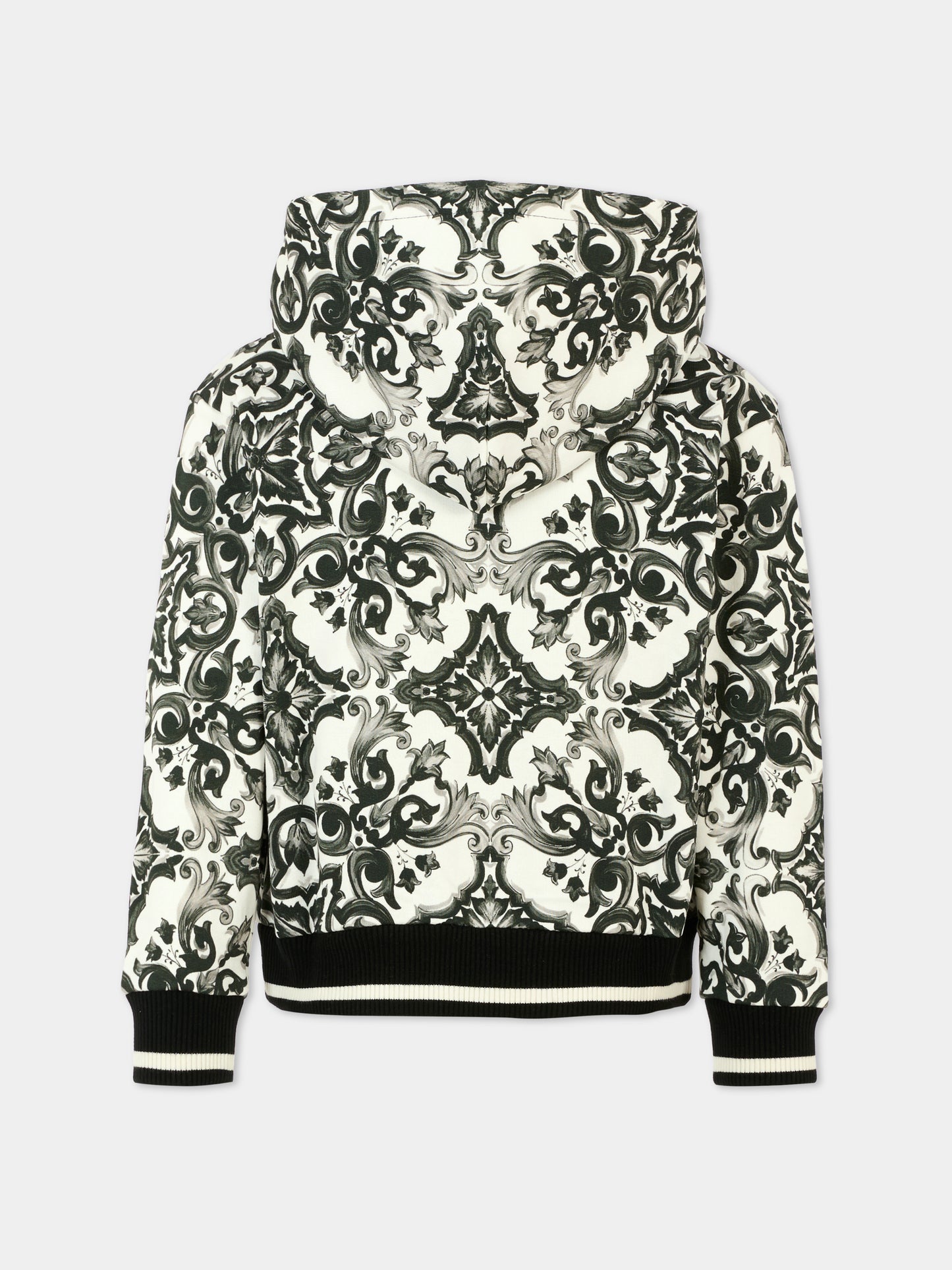 Felpa bianca per bambino con stampa maioliche,Dolce & Gabbana Kids,L4JWKG II7HR IZ3TN