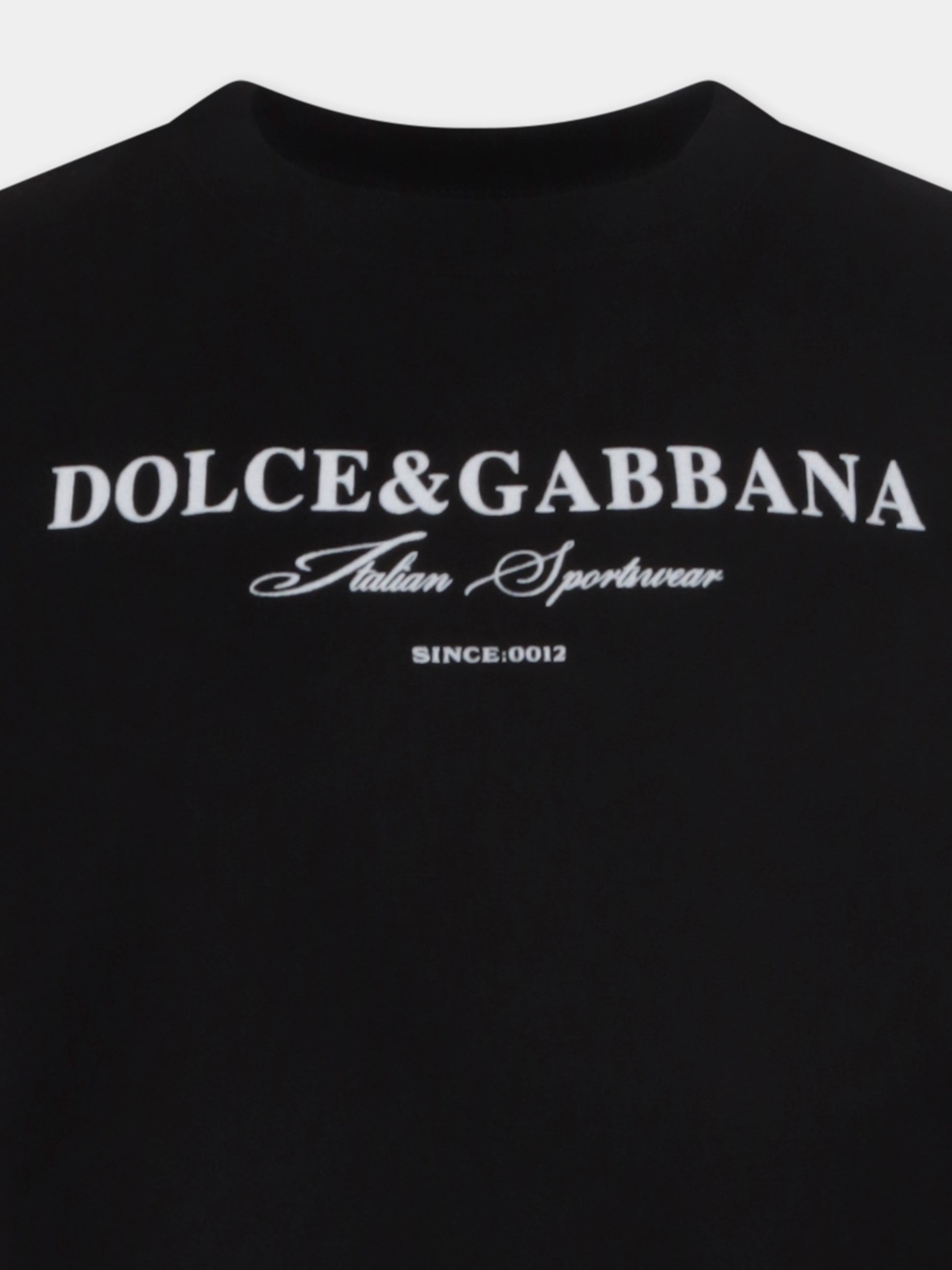 T-shirt nera per bambini con logo,Dolce & Gabbana Kids,L4JTHU G7PBN N0000