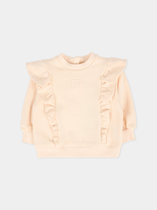 Felpa rosa per neonata con logo DG,Dolce & Gabbana Kids,L2JWCE G7PID F0210