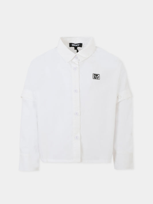 Camicia bianca per bambina con logo nero,Dkny,D62351 10P