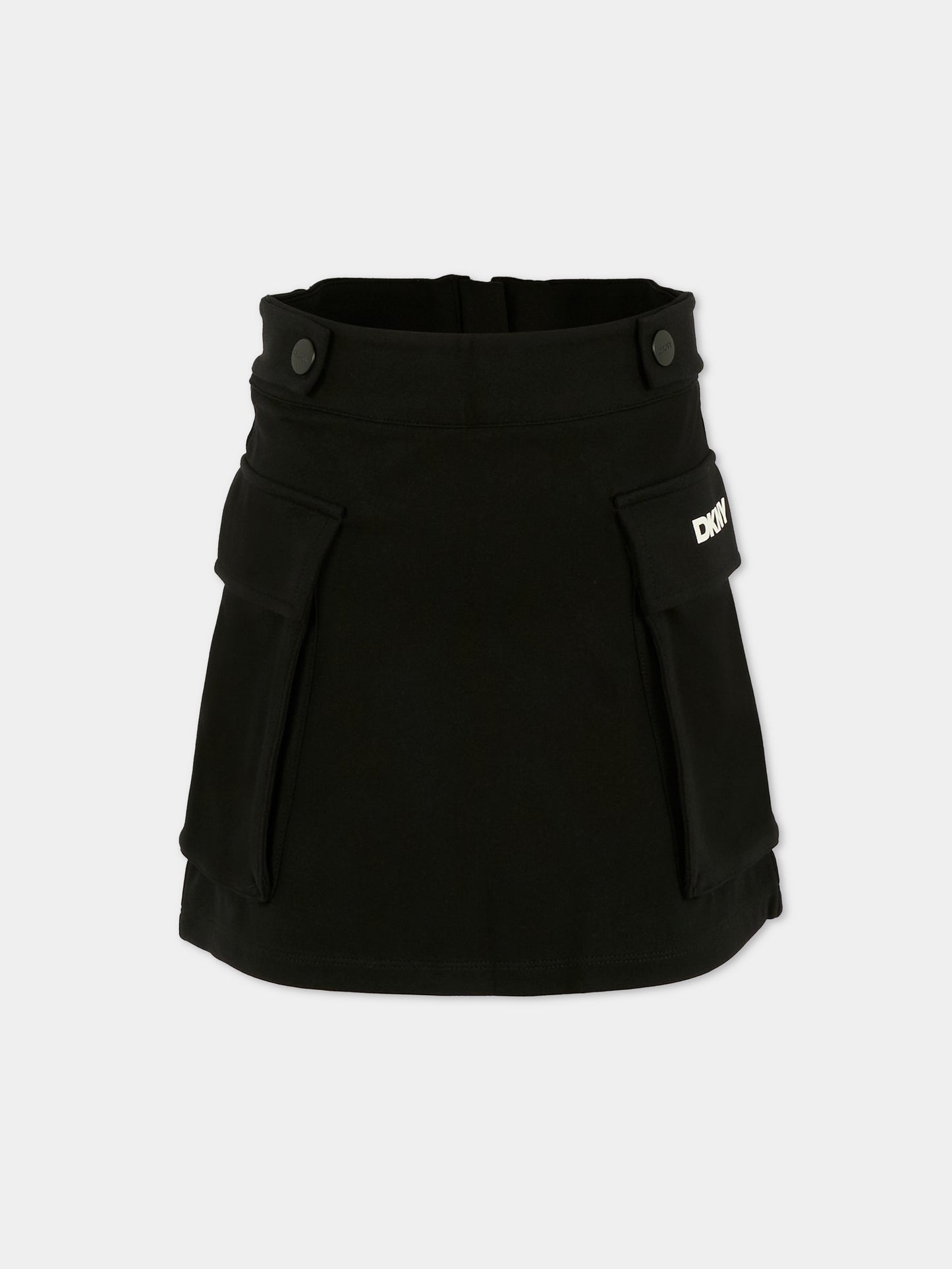 Gonna nera per bambina con logo bianco,Dkny,D62353 09B