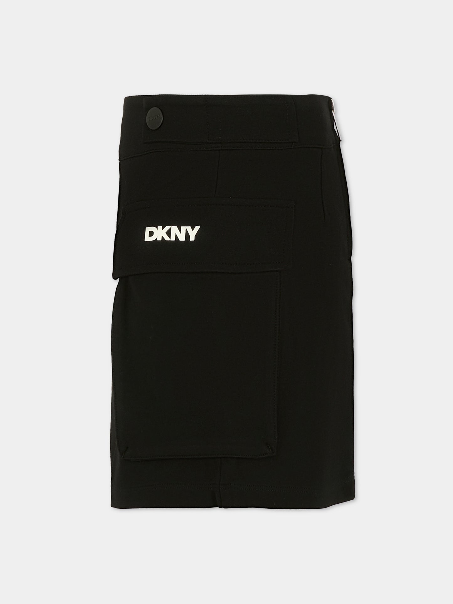 Gonna nera per bambina con logo bianco,Dkny,D62353 09B