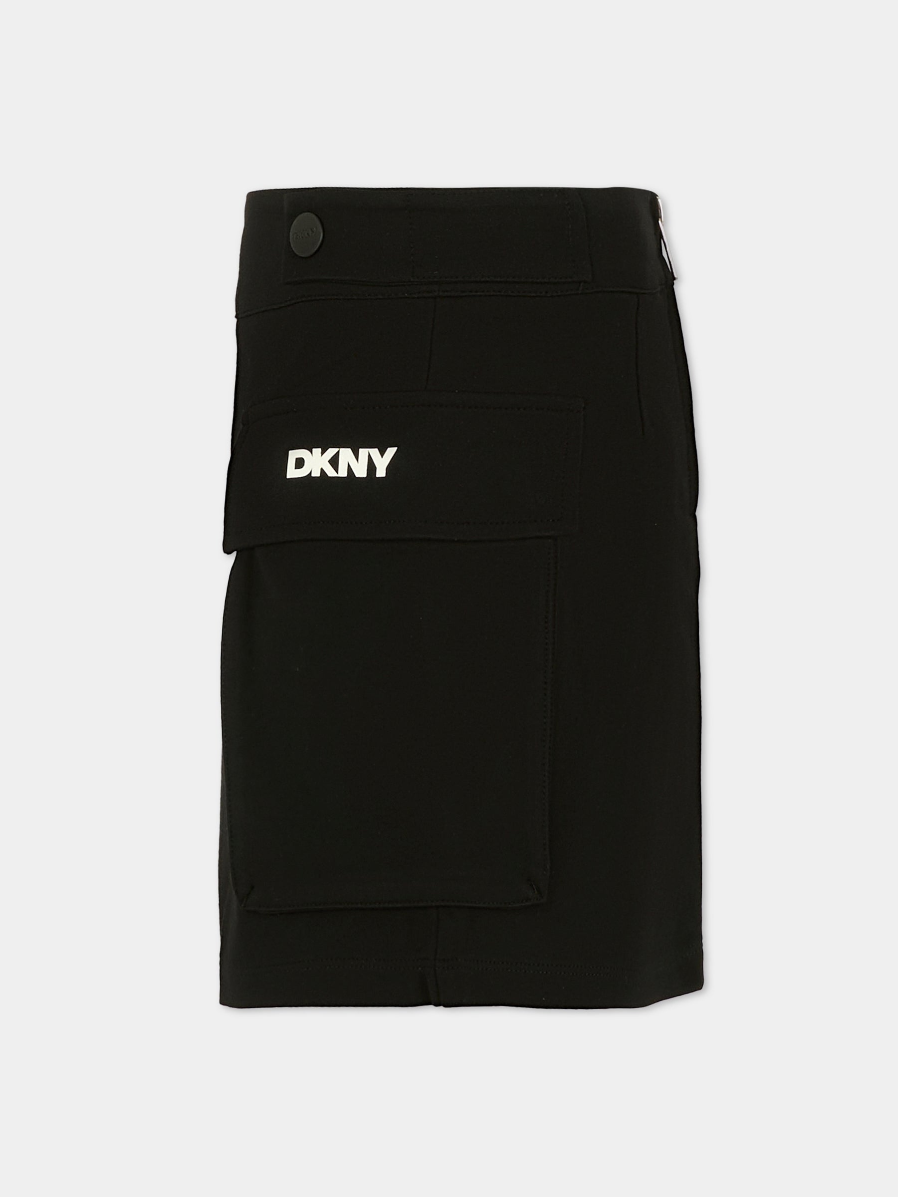 Gonna nera per bambina con logo bianco,Dkny,D62353 09B
