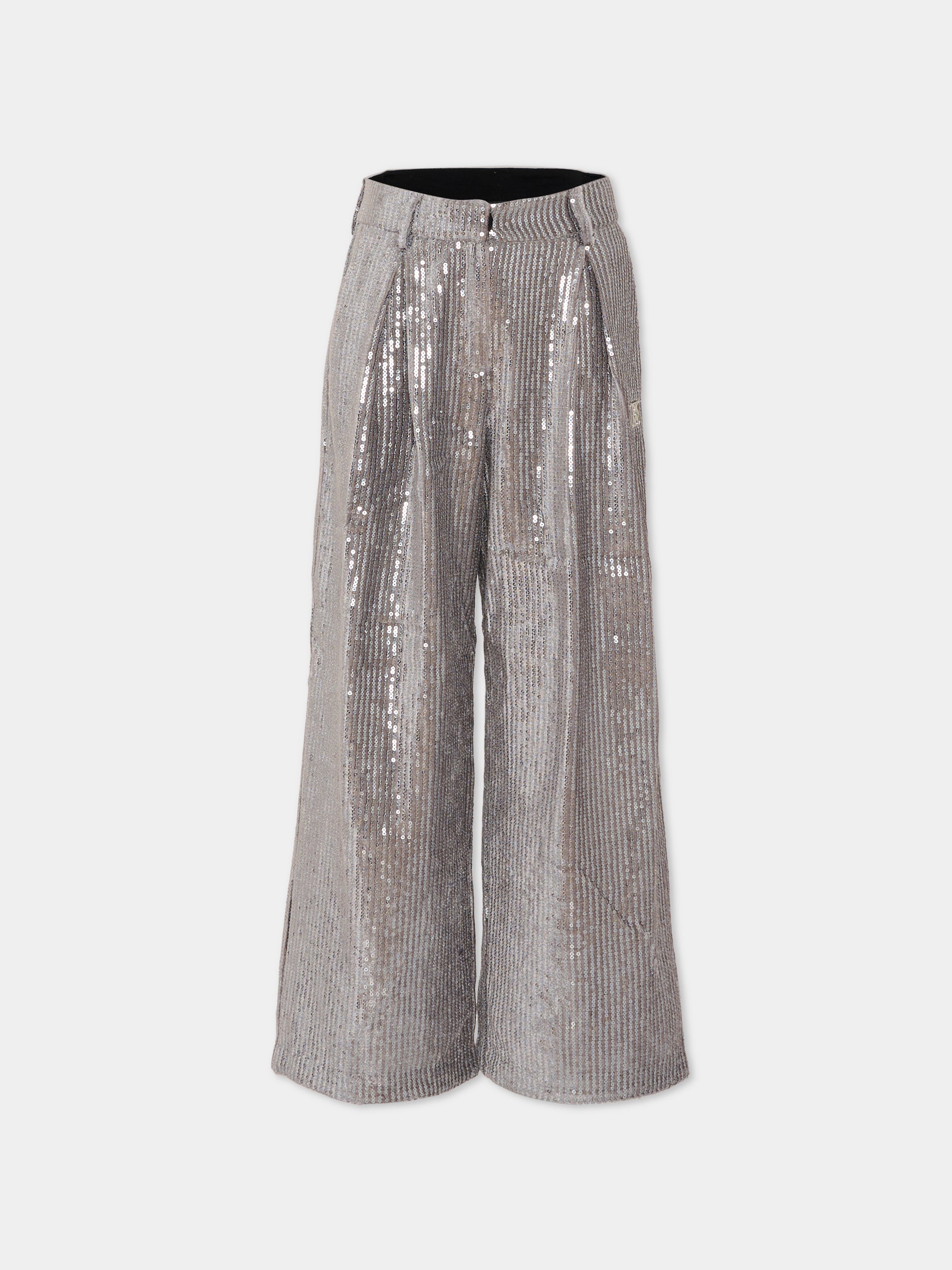 Pantaloni argento per bambina con paillettes,Dkny,D62374 016