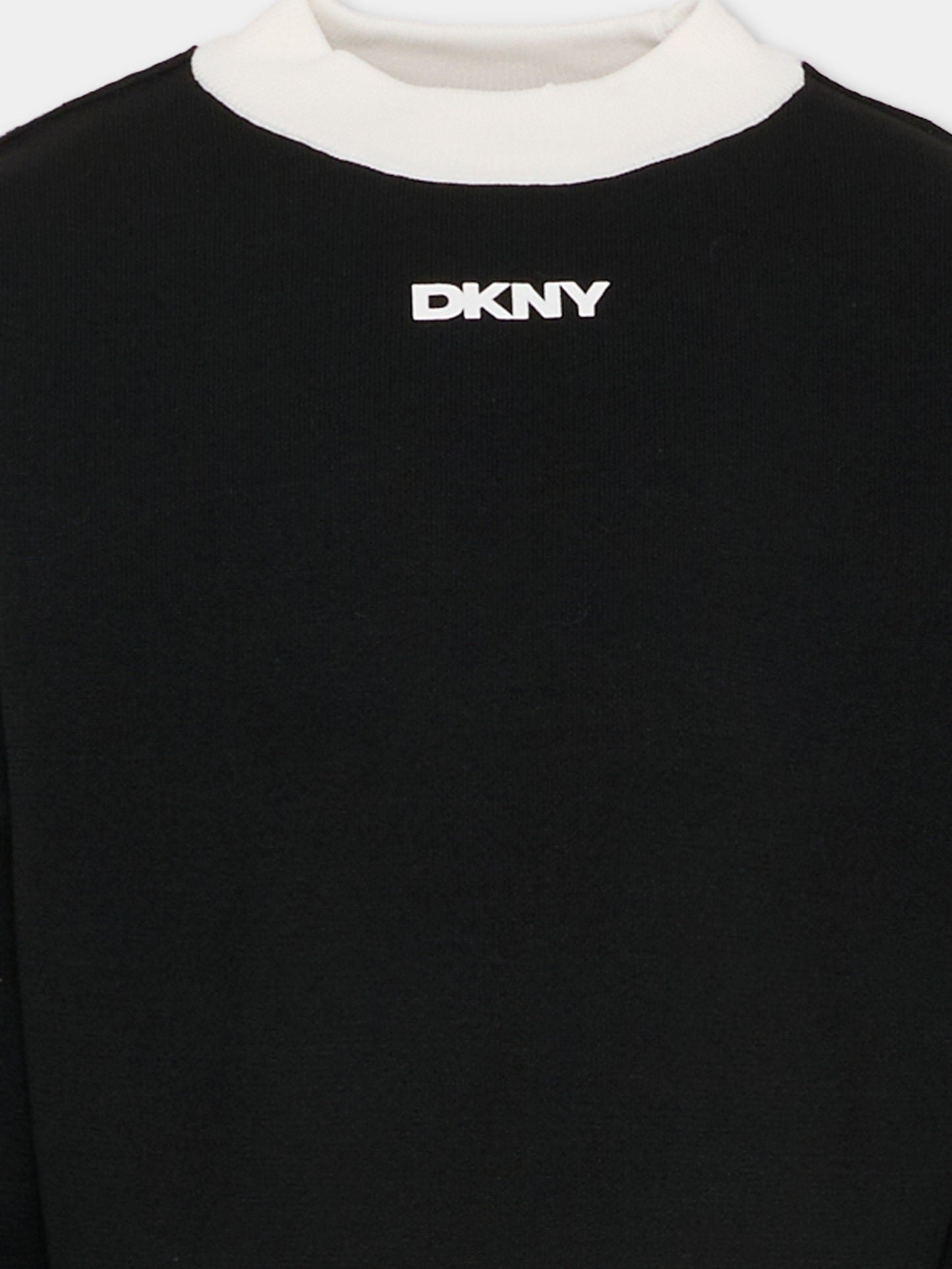 Maglione crop reversibile nero per bambina con logo,Dkny,D62379 M91