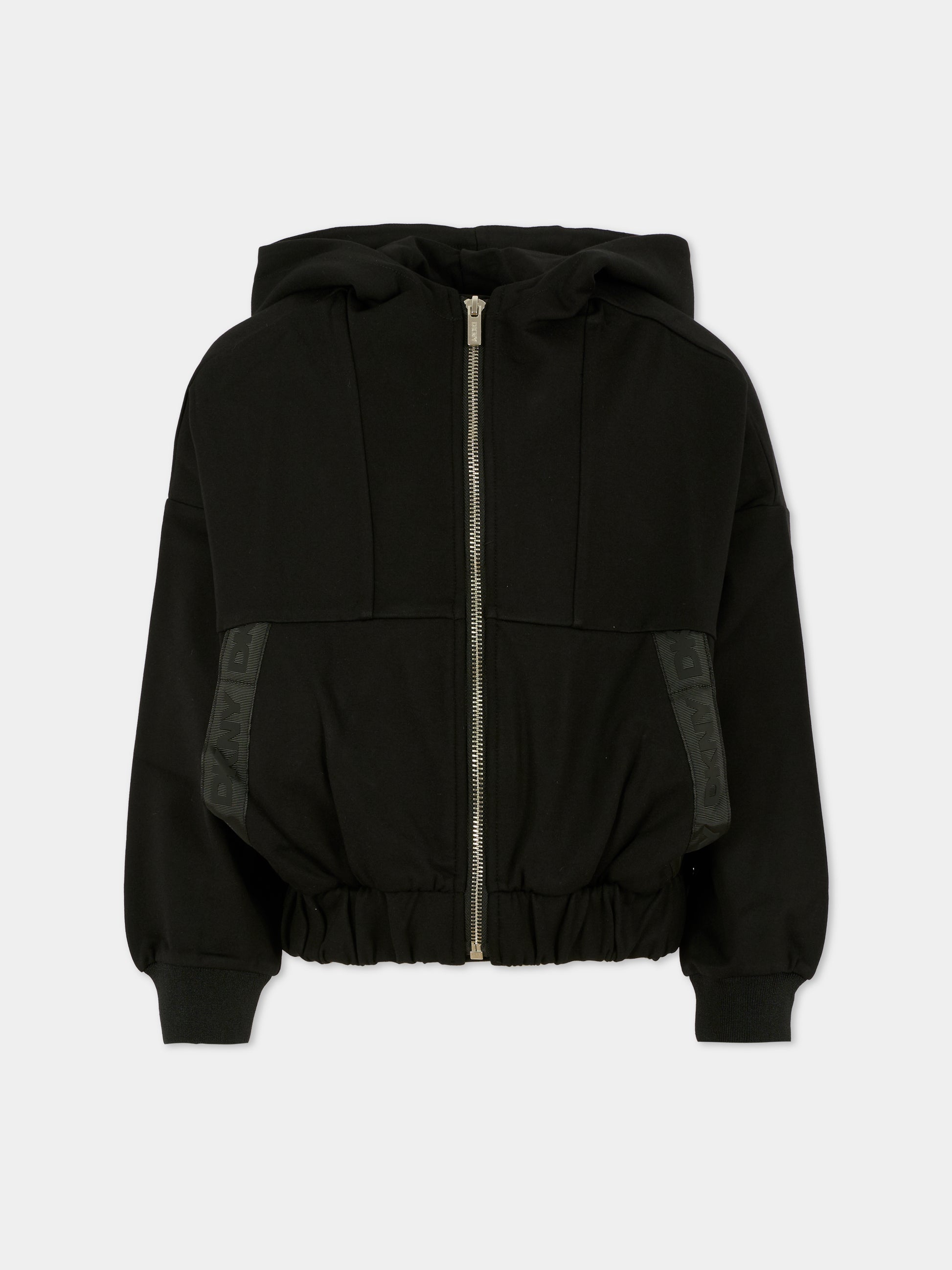 Felpa nera per bambina con logo,Dkny,D62385 09B