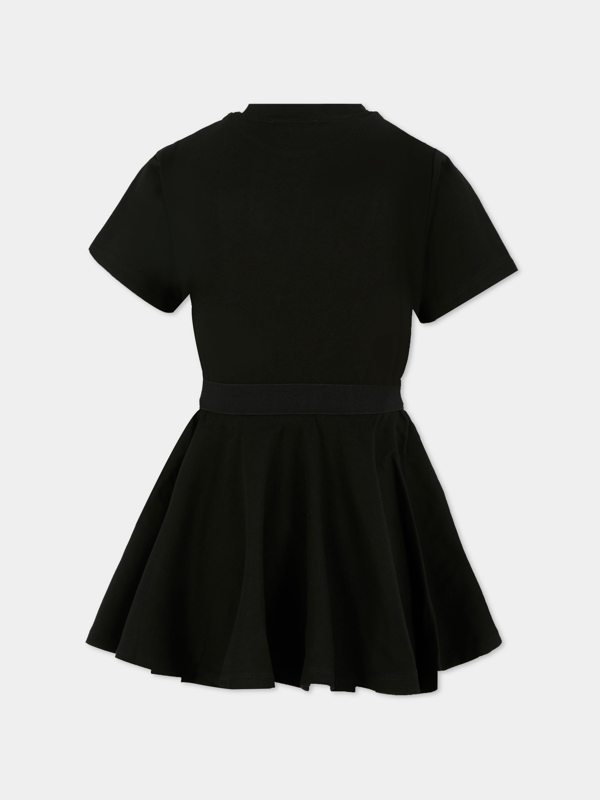 Vestito nero per bambina con logo bianco,Dkny,D62389 09B