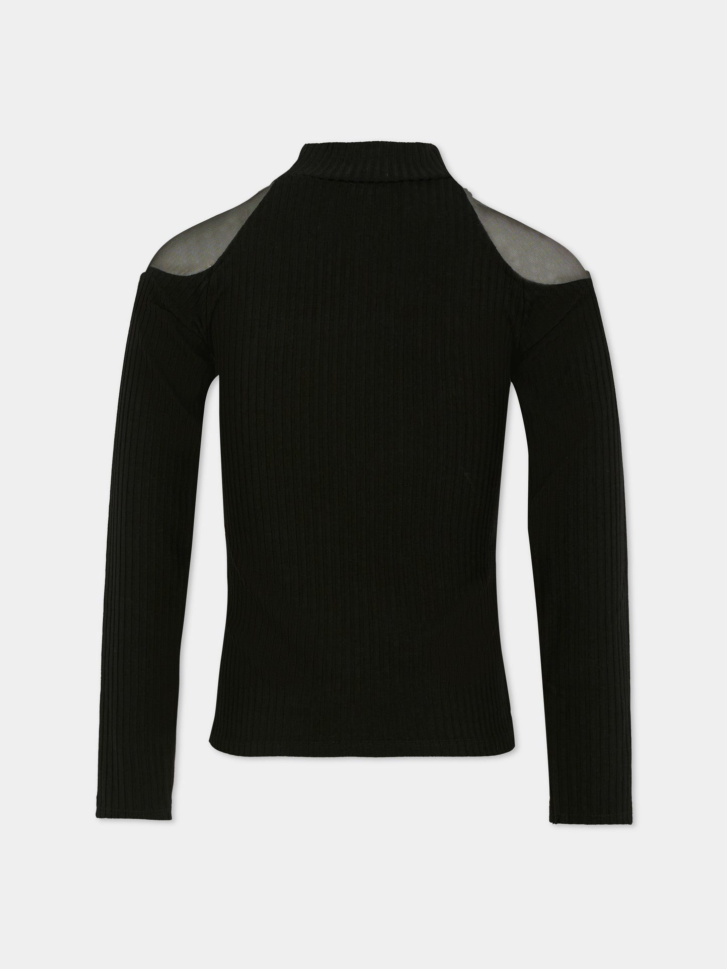 T-shirt nera per bambina con logo bianco,Dkny,D62410 09B