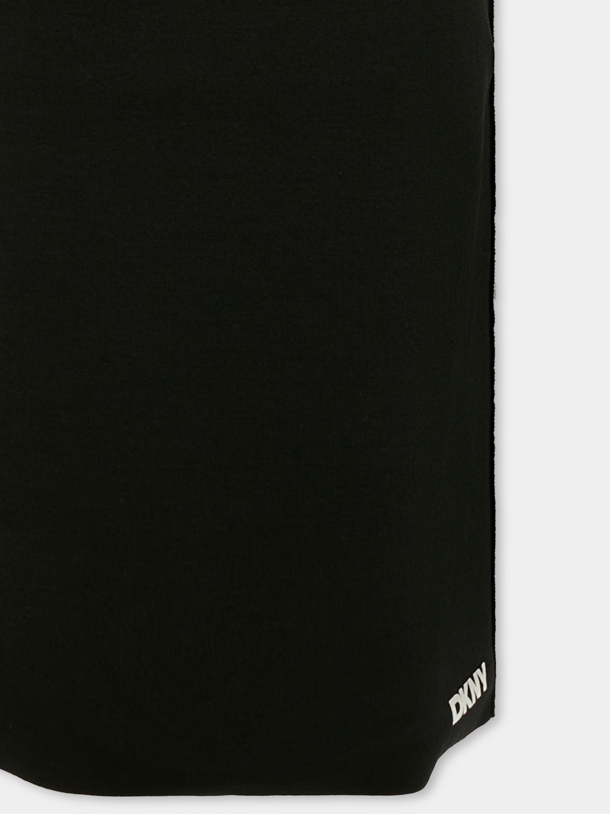 Gonna nera per bambina con logo bianco,Dkny,D62486 M91