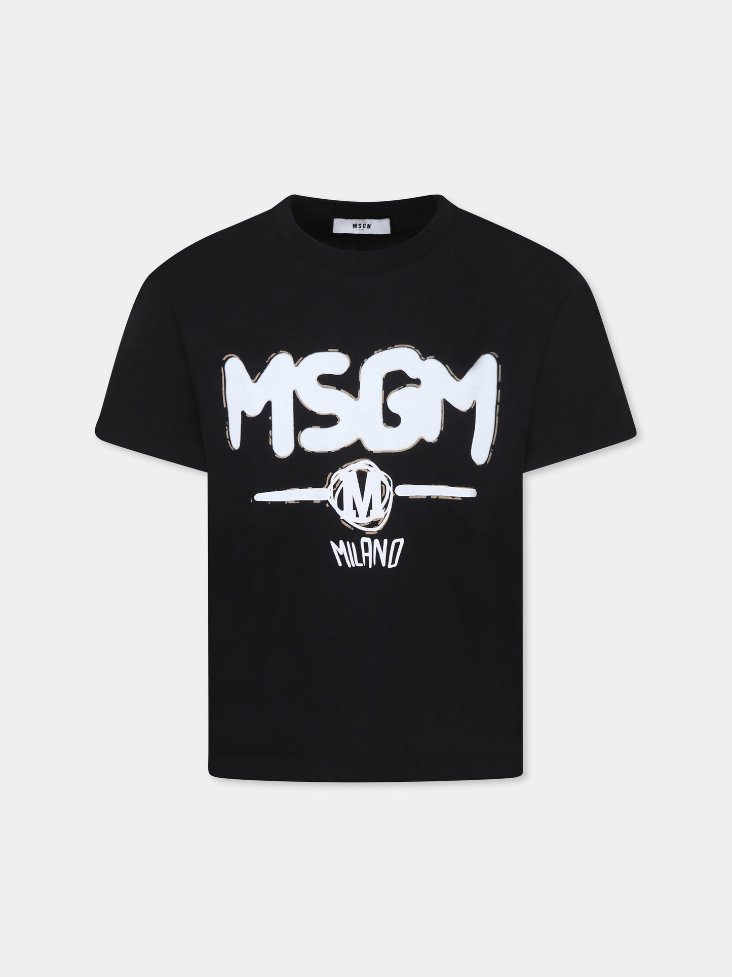 T-shirt nera per bambino con logo,Msgm Kids,F4MSJBTH087 110