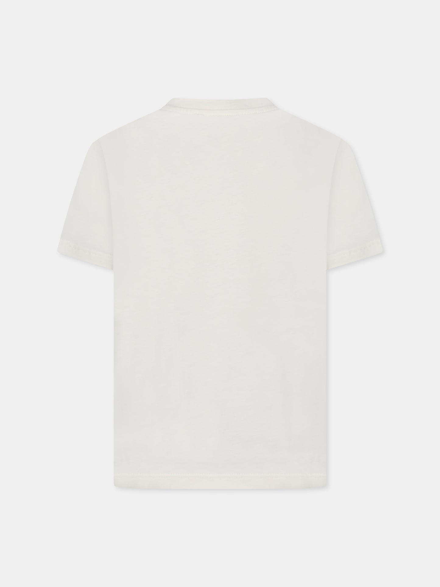 T-shirt avorio per bambino con logo e palla,Msgm Kids,F4MSJBTH246 013