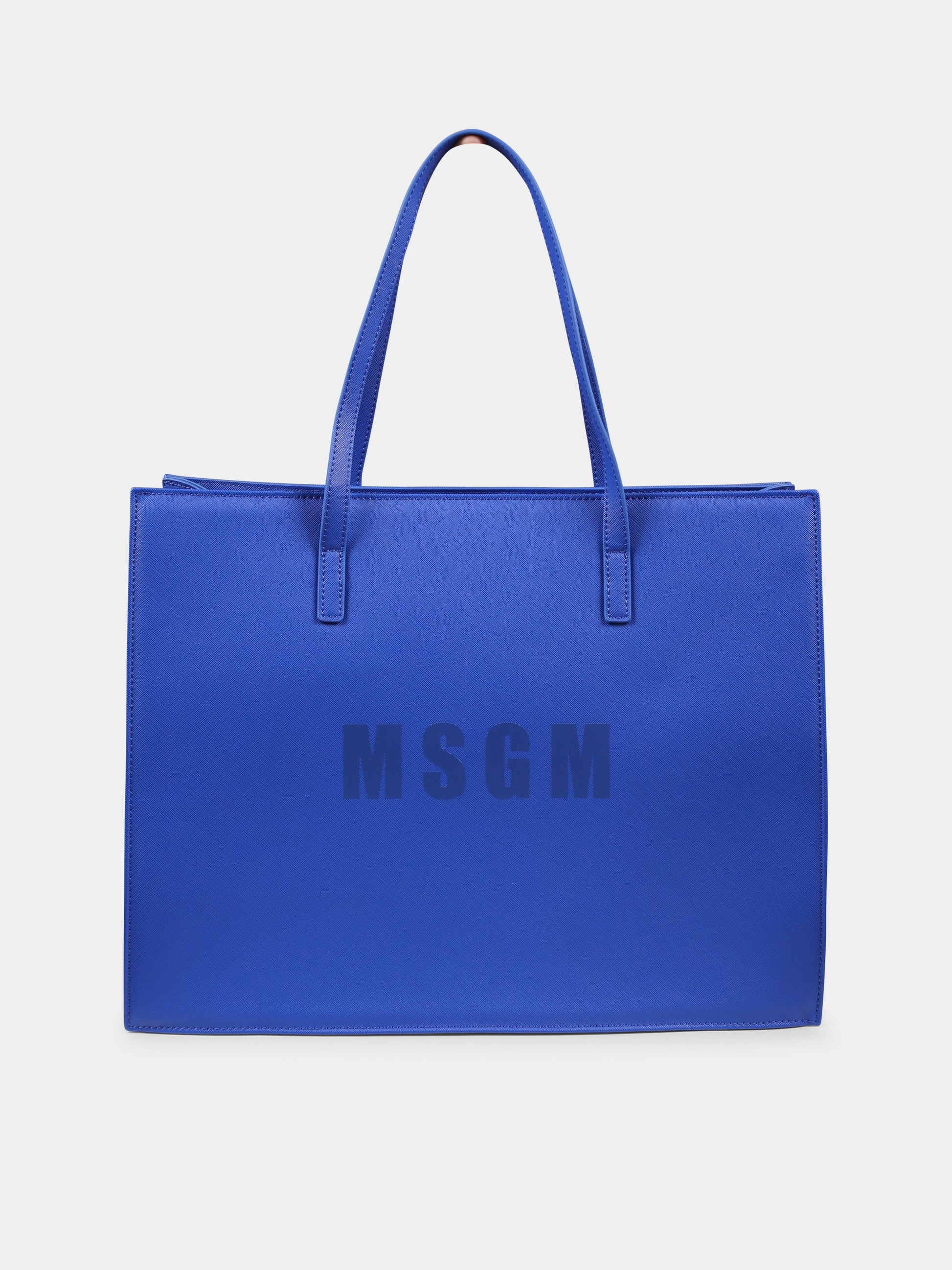 Borsa blu per bambina con logo,Msgm Kids,F4MSJGBA287 130