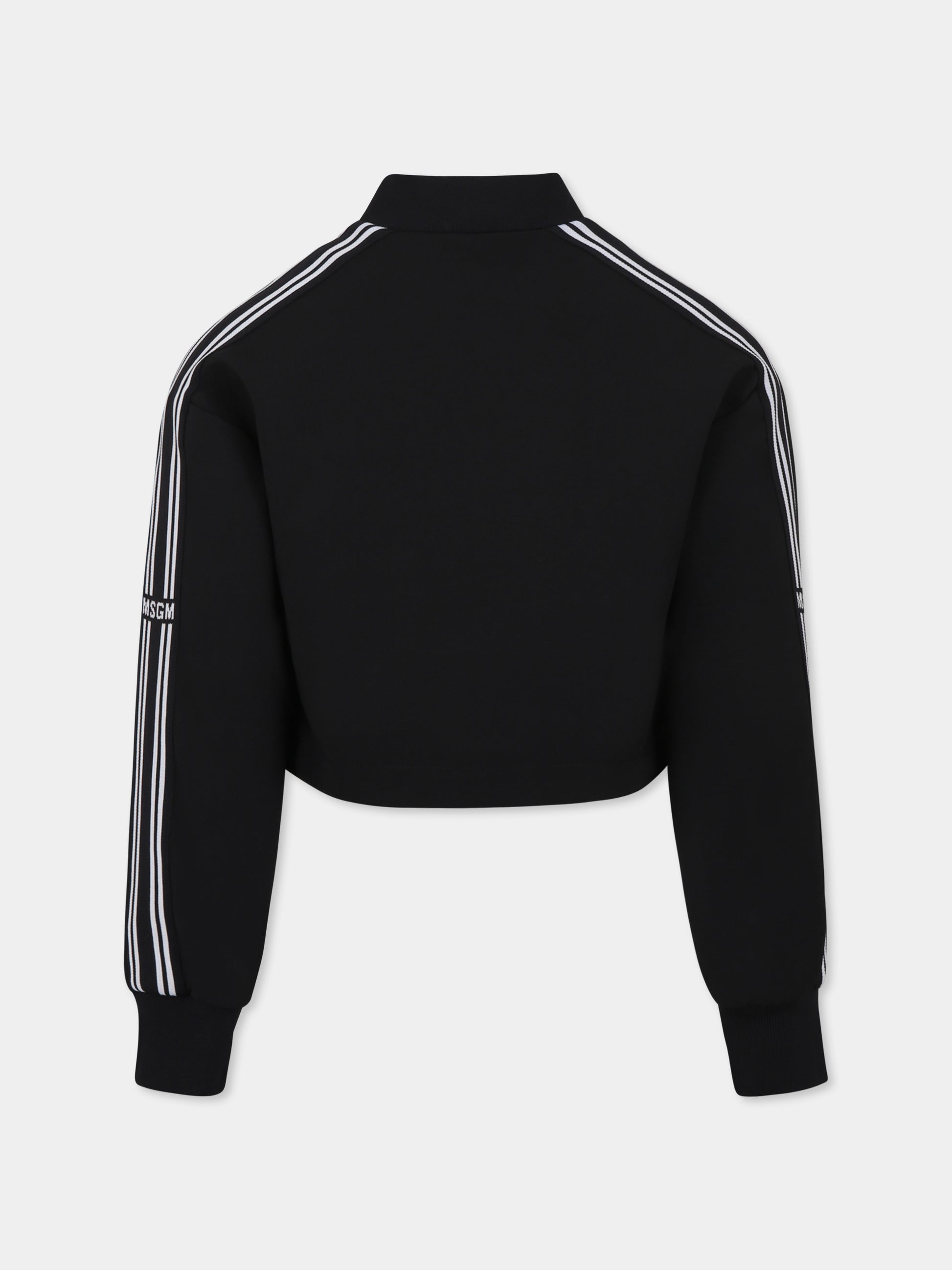 Bomber crop nero per bambina con logo,Msgm Kids,F4MSJGBO104 110