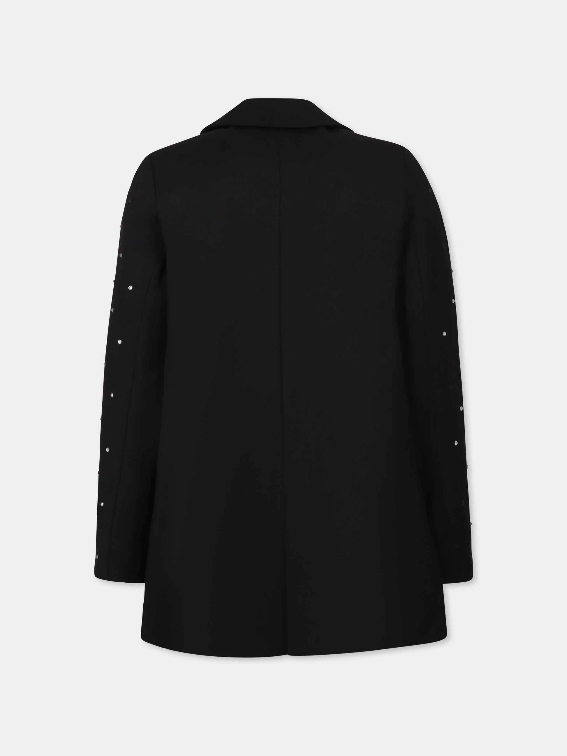 Giacca nera per bambina con strass e logo,Msgm Kids,F4MSJGJK186 110