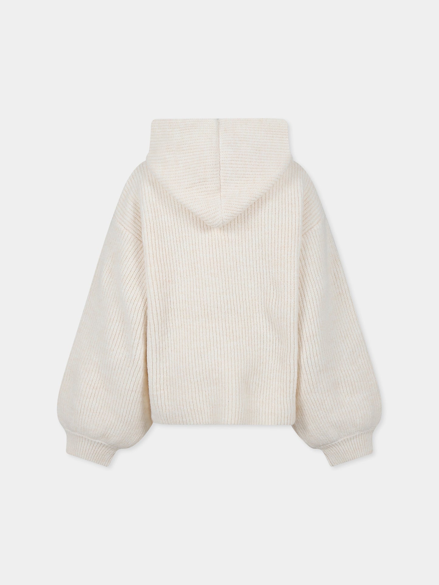 Maglione crop avorio per bambina con logo,Msgm Kids,F4MSJGJP078 013