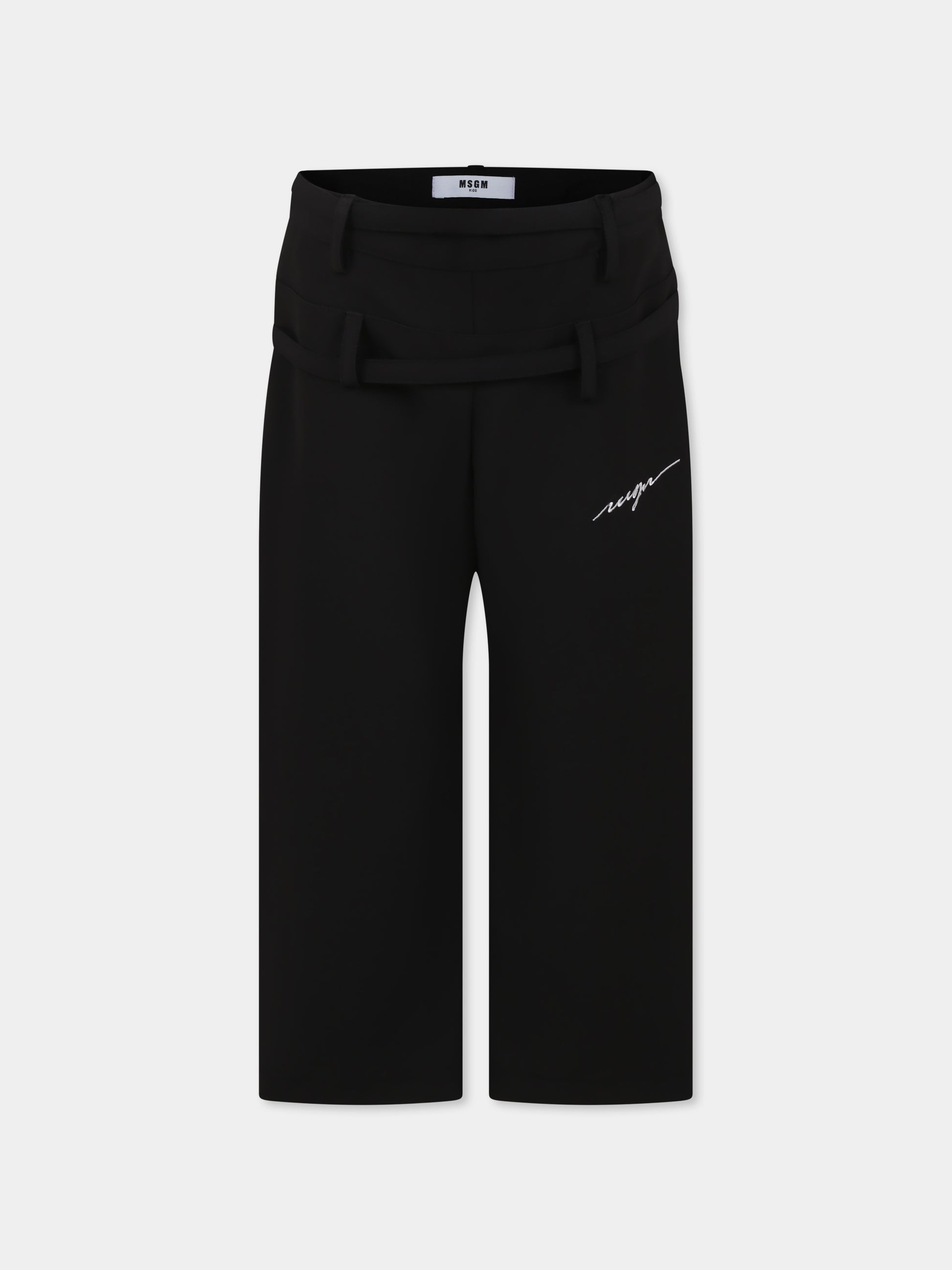 Pantaloni neri per bambina con logo,Msgm Kids,F4MSJGPA146 110