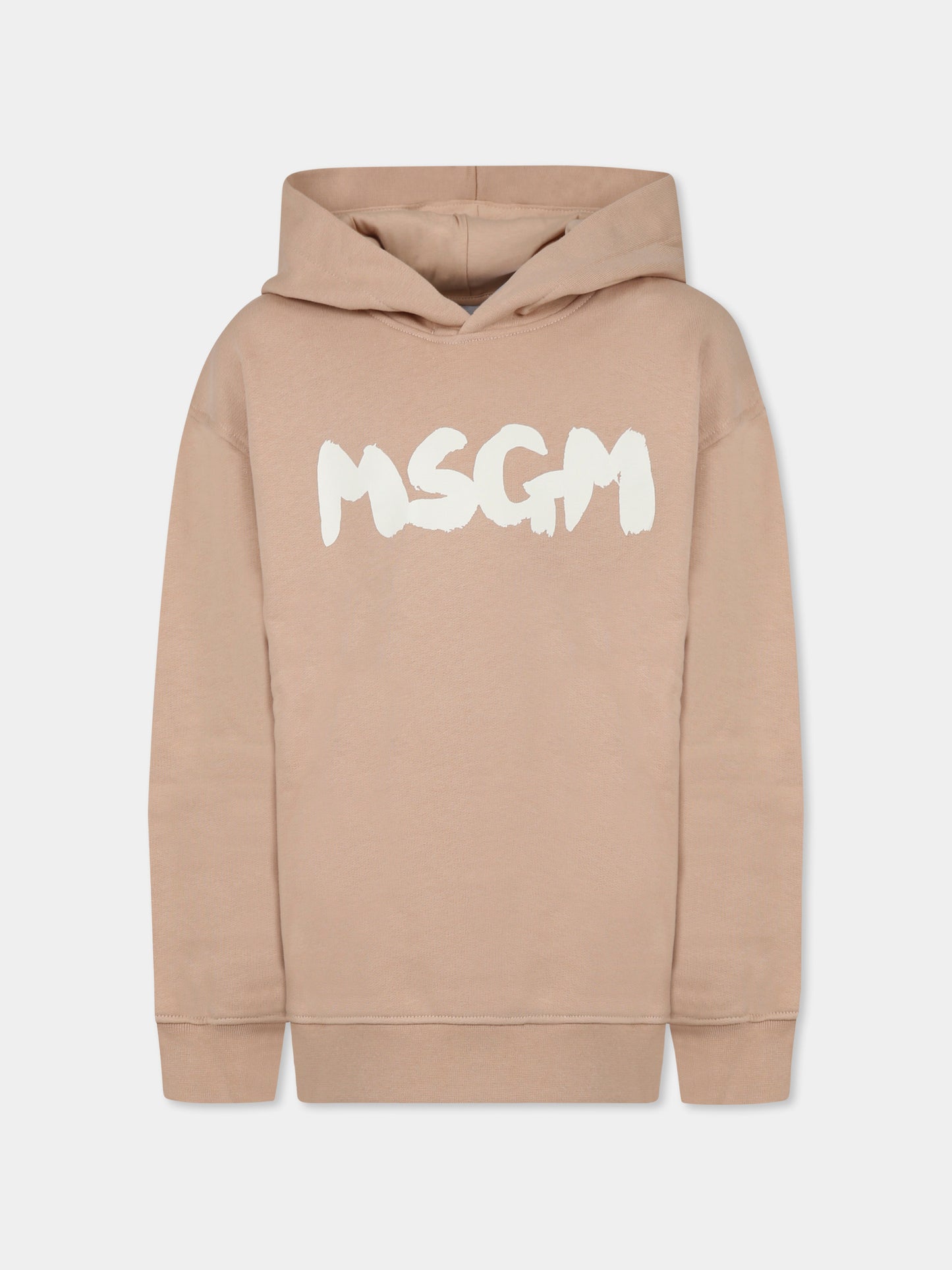Felpa beige per bambini con logo,Msgm Kids,F4MSJUHS057 015
