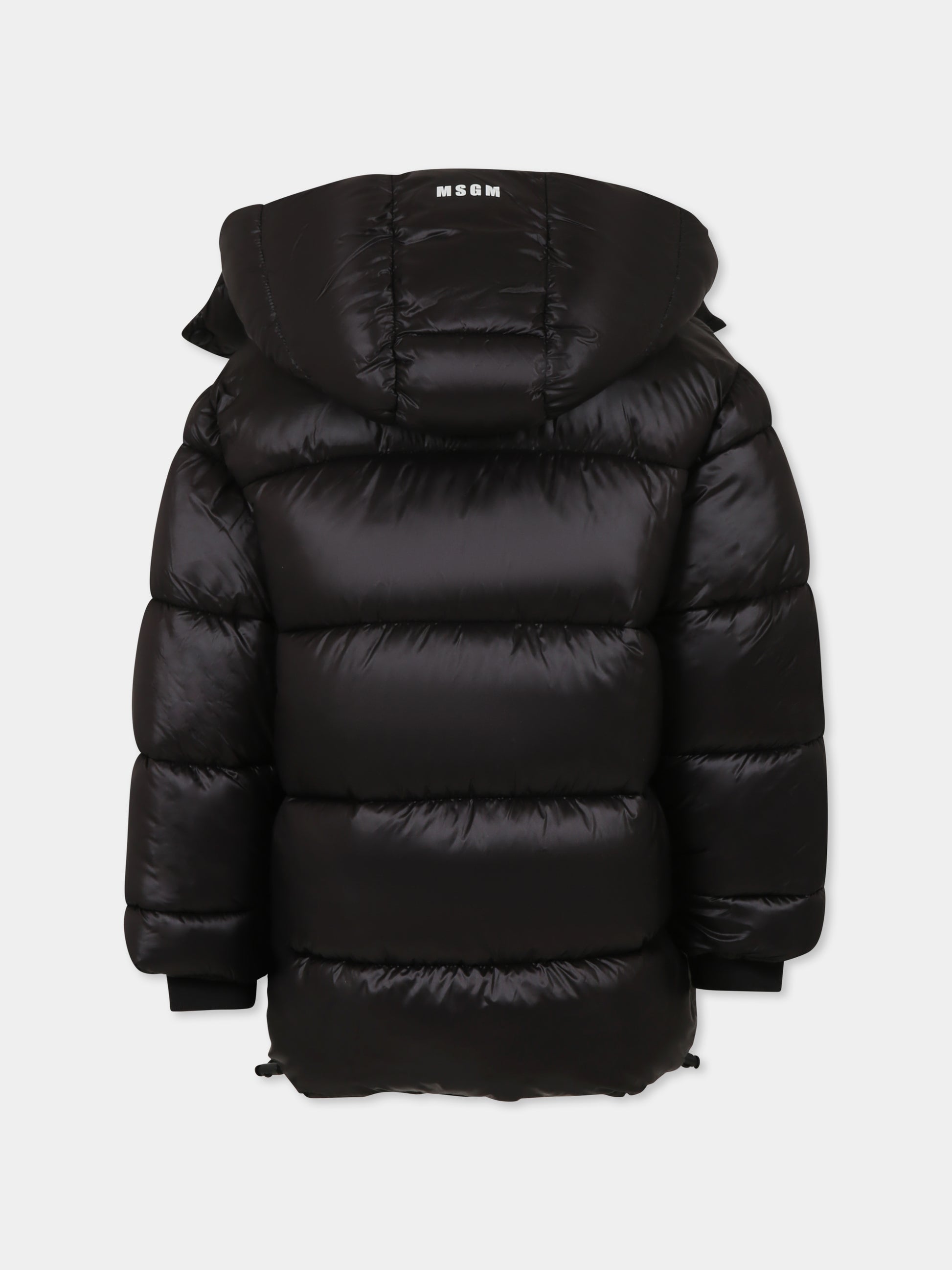 Piumino nero per bambini con logo,Msgm Kids,F4MSJUPF011 110