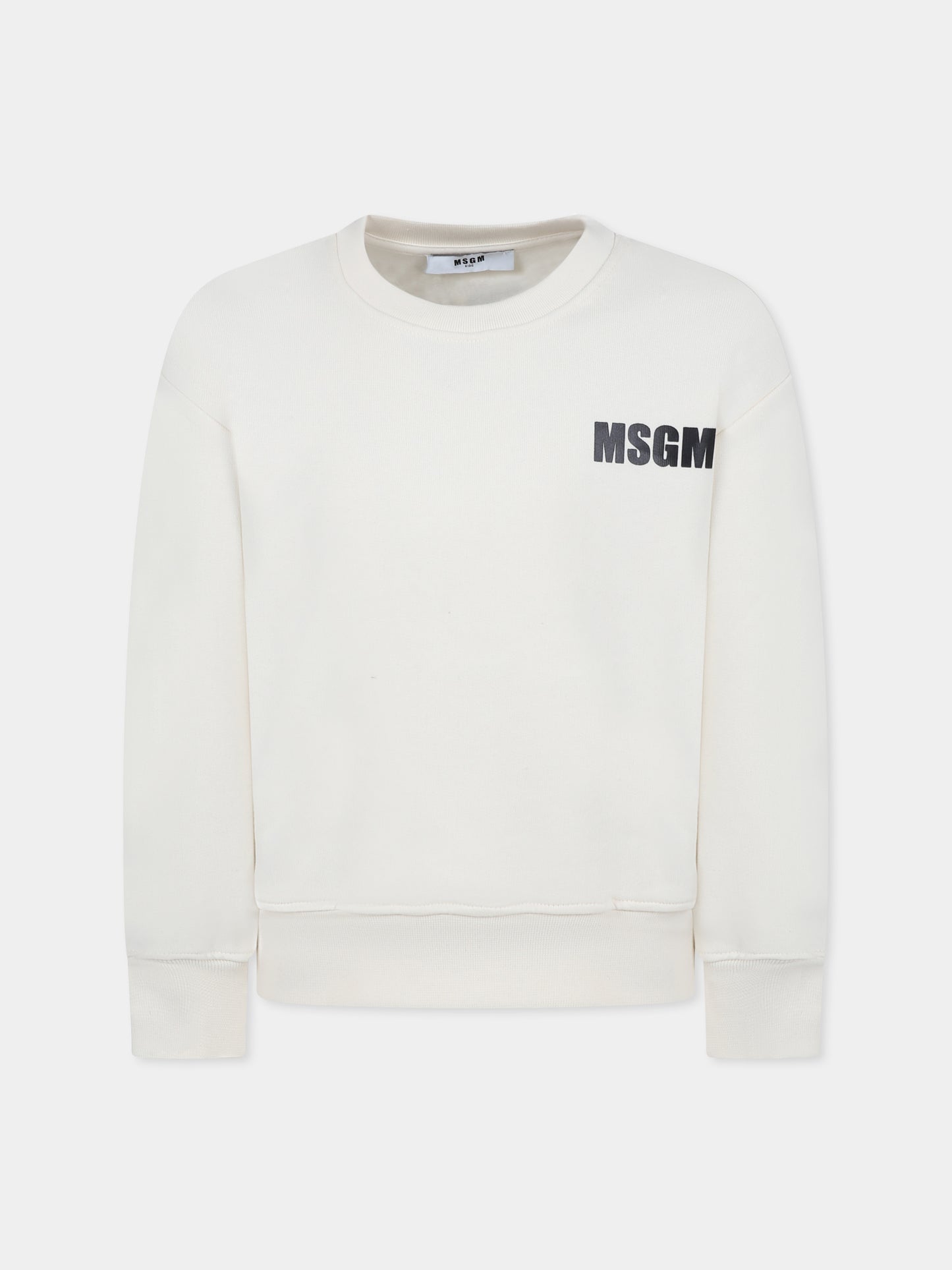 Ivory sweatshirt for kids with logo