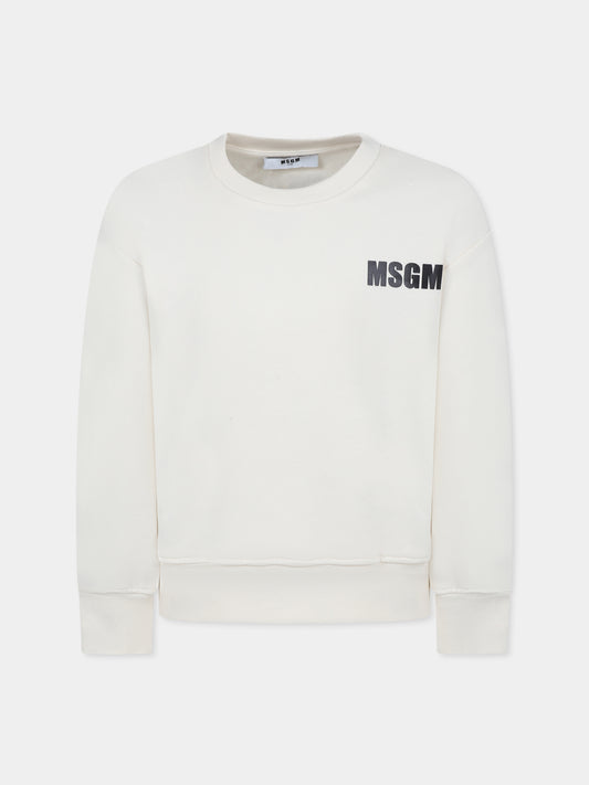 Ivory sweatshirt for kids with logo