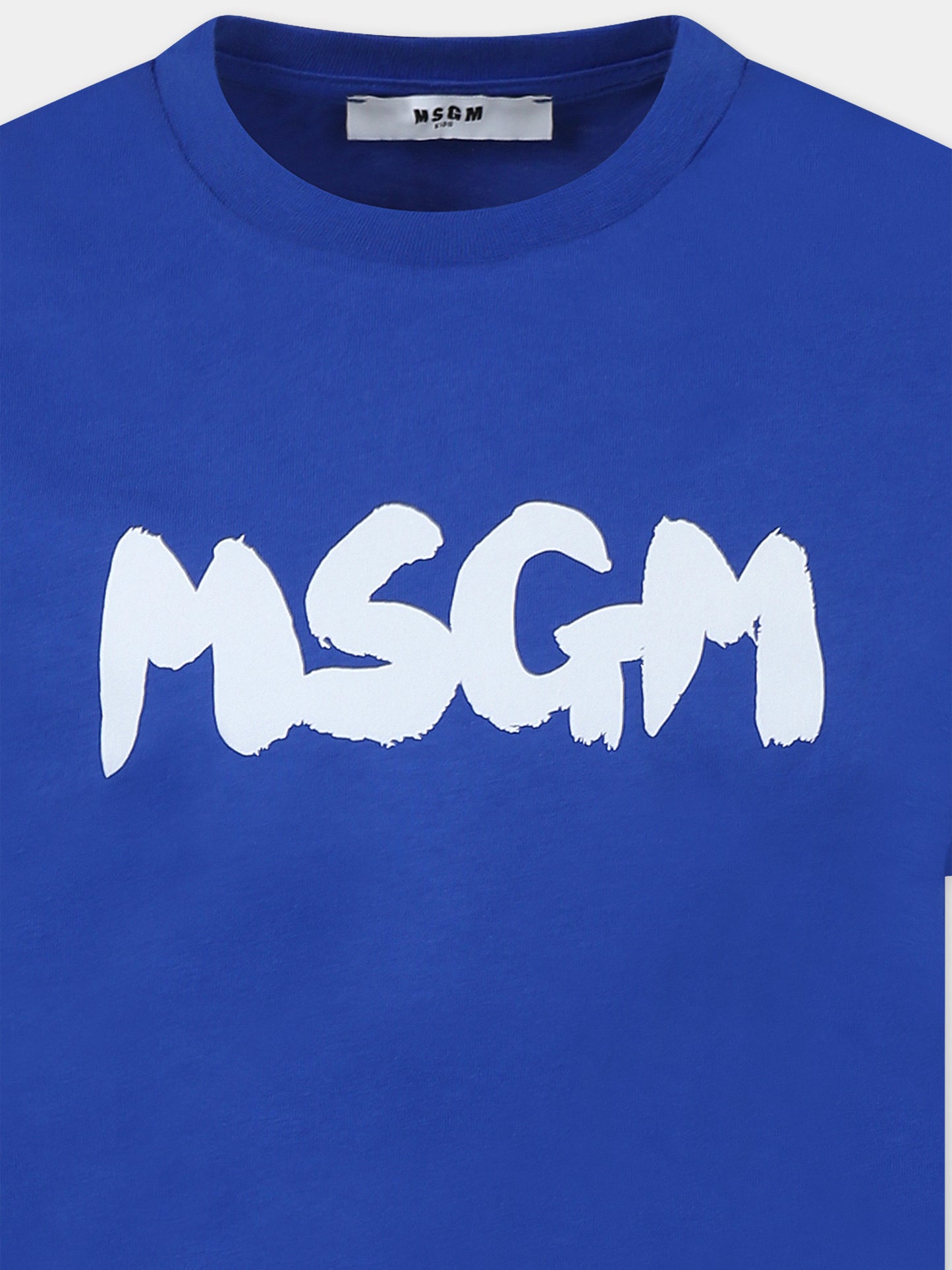 T-shirt blu per bambini con logo,Msgm Kids,F4MSJUTH054 130
