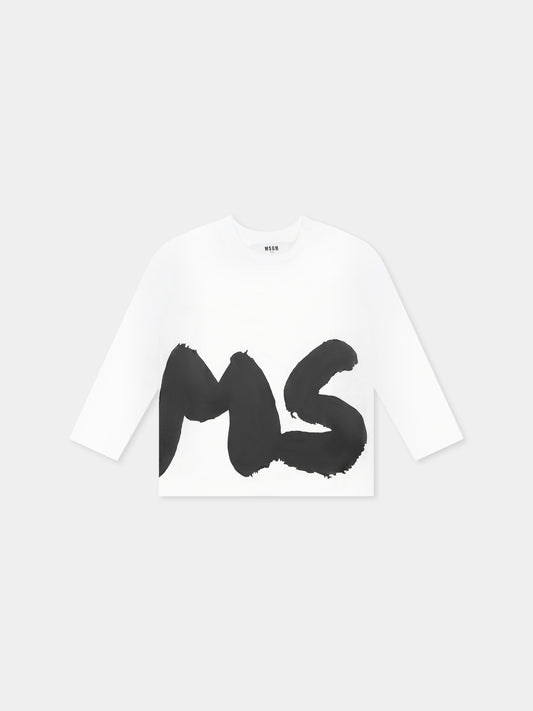 T-shirt bianca per neonati con logo,Msgm Kids,F4MSUNTH266 001