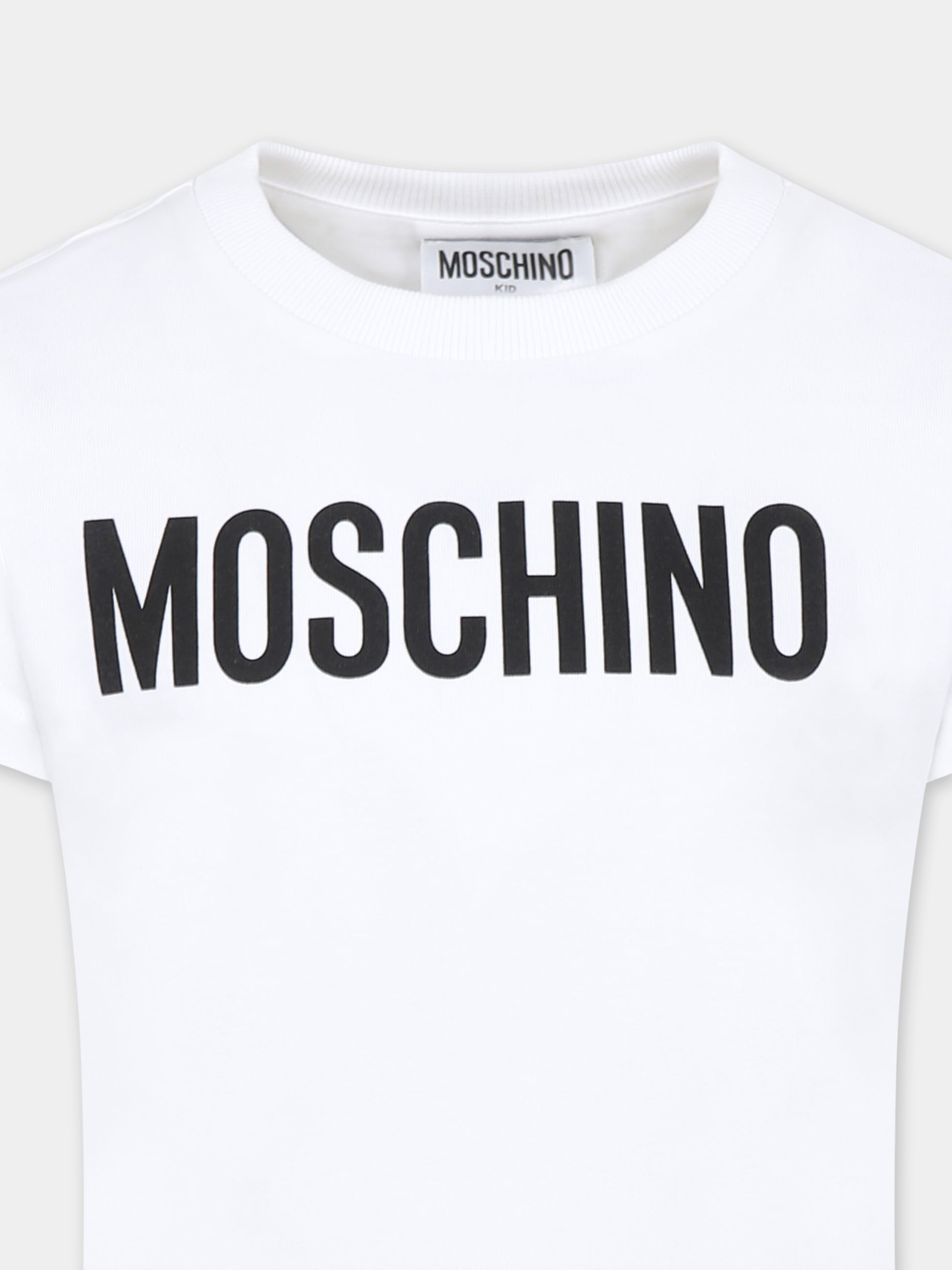 T-shirt bianca per bambini con logo,Moschino Kids,HUM052 LBA24 10101