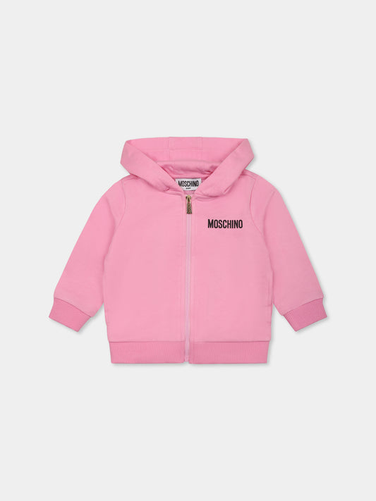 Pink sweatshirt for baby girl with Teddy Bears