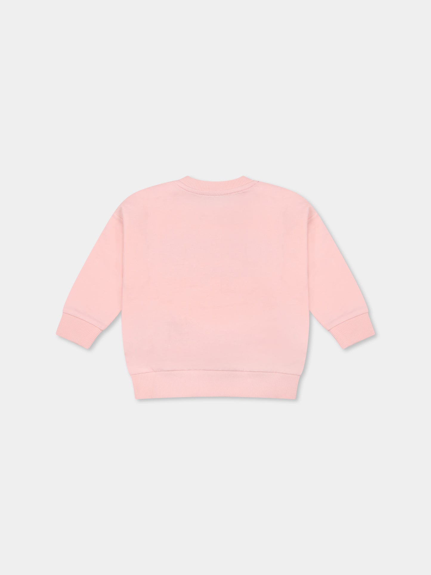 Felpa rosa per neonata con logo,Moschino Kids,MUF05O LCA60 50209