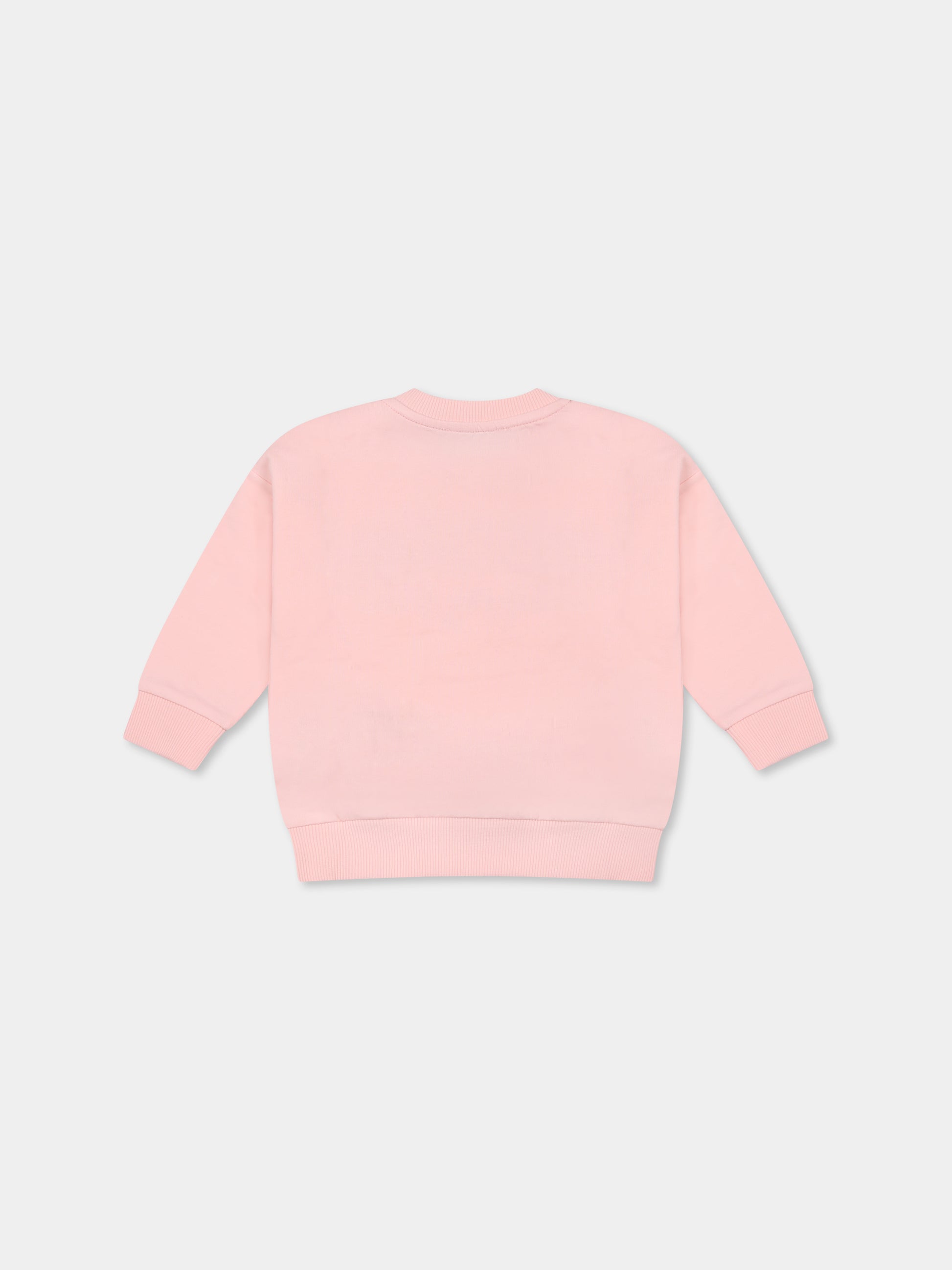 Felpa rosa per neonata con logo,Moschino Kids,MUF05O LCA60 50209