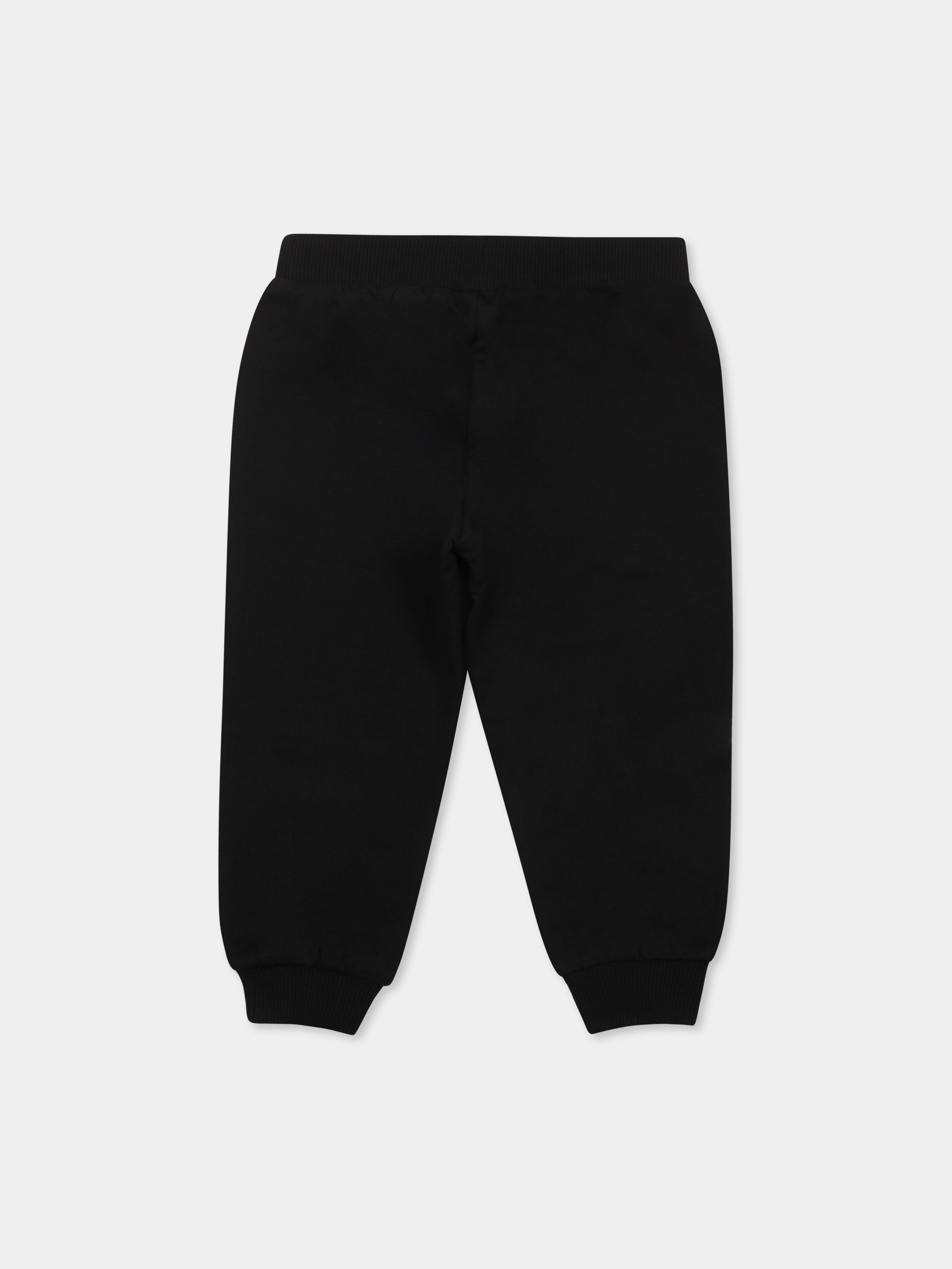 Pantaloni neri per neonato con due Teddy Bears logo,Moschino Kids,MUP056 LCA14 60100