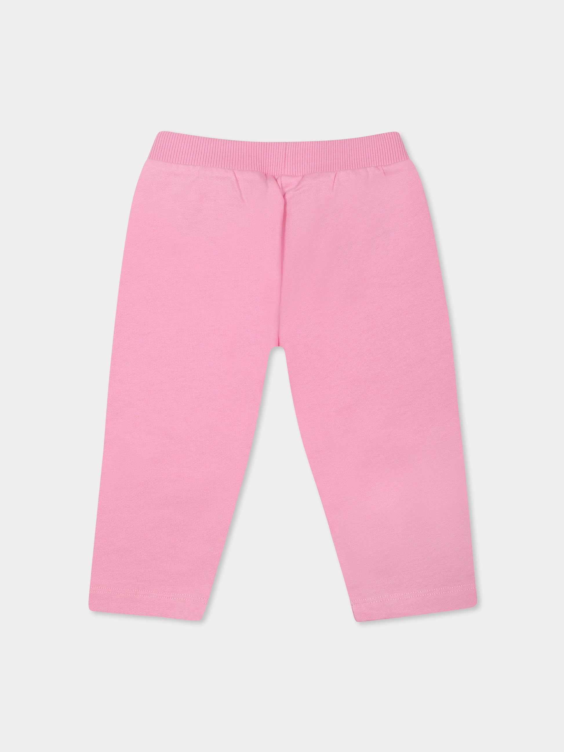Pantaloni rosa per neonata con tre Teddy Bears,Moschino Kids,MUP057 LCA40 50243