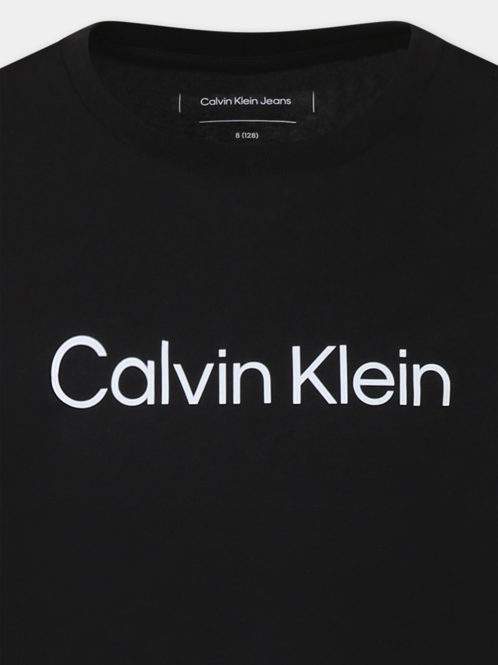 T-Shirt nera per bambino con logo,Calvin Klein Kids,IU0IU00682 BEH