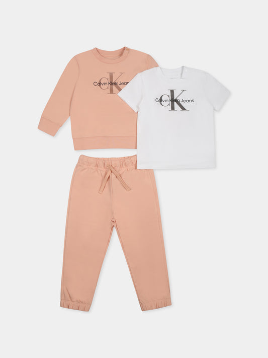 Completo rosa per neonata con logo,Calvin Klein Kids,IN0IN00011 TFC