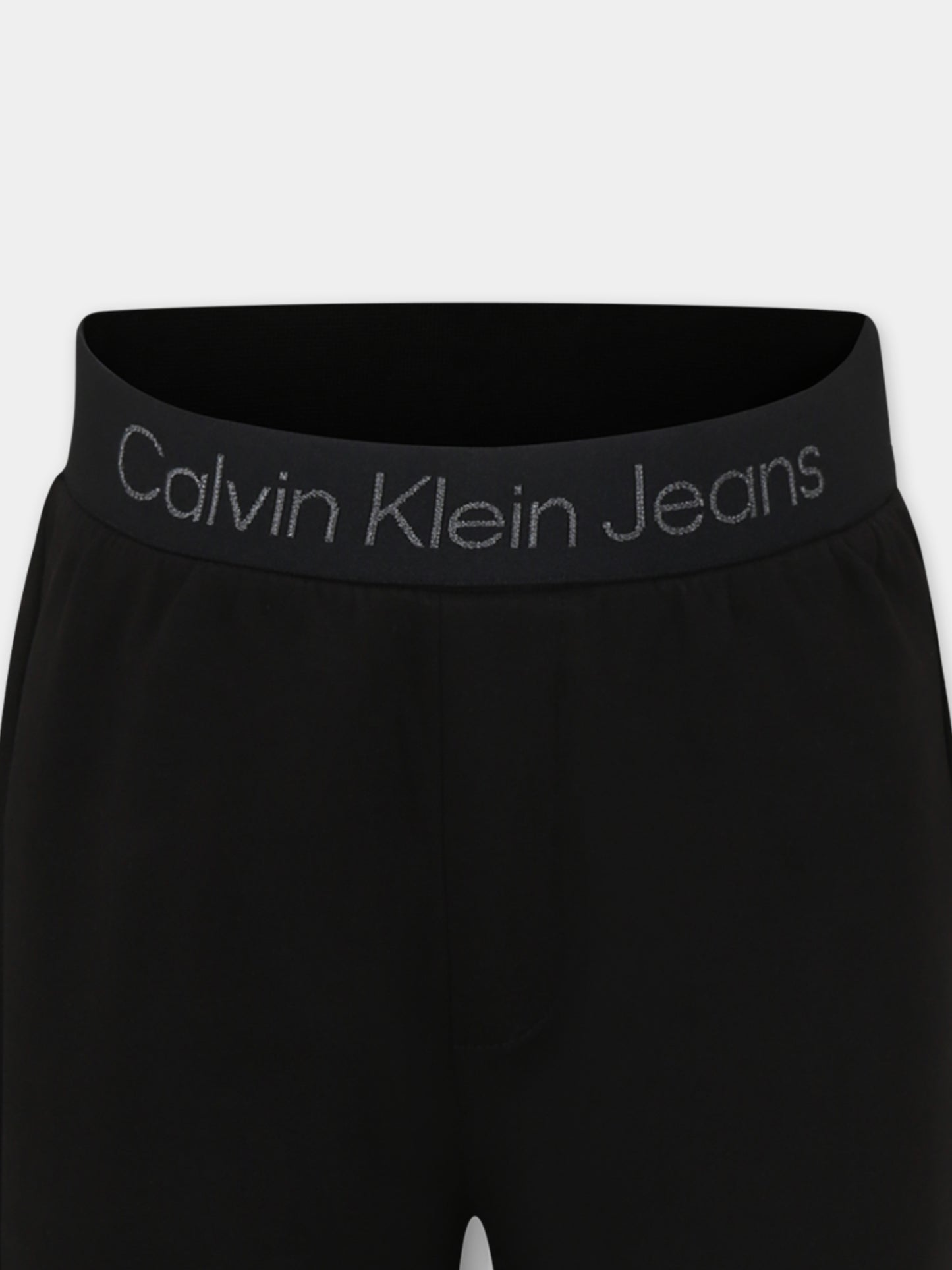Pantaloni neri per bambina con logo,Calvin Klein Kids,IB0IB02121 BEH