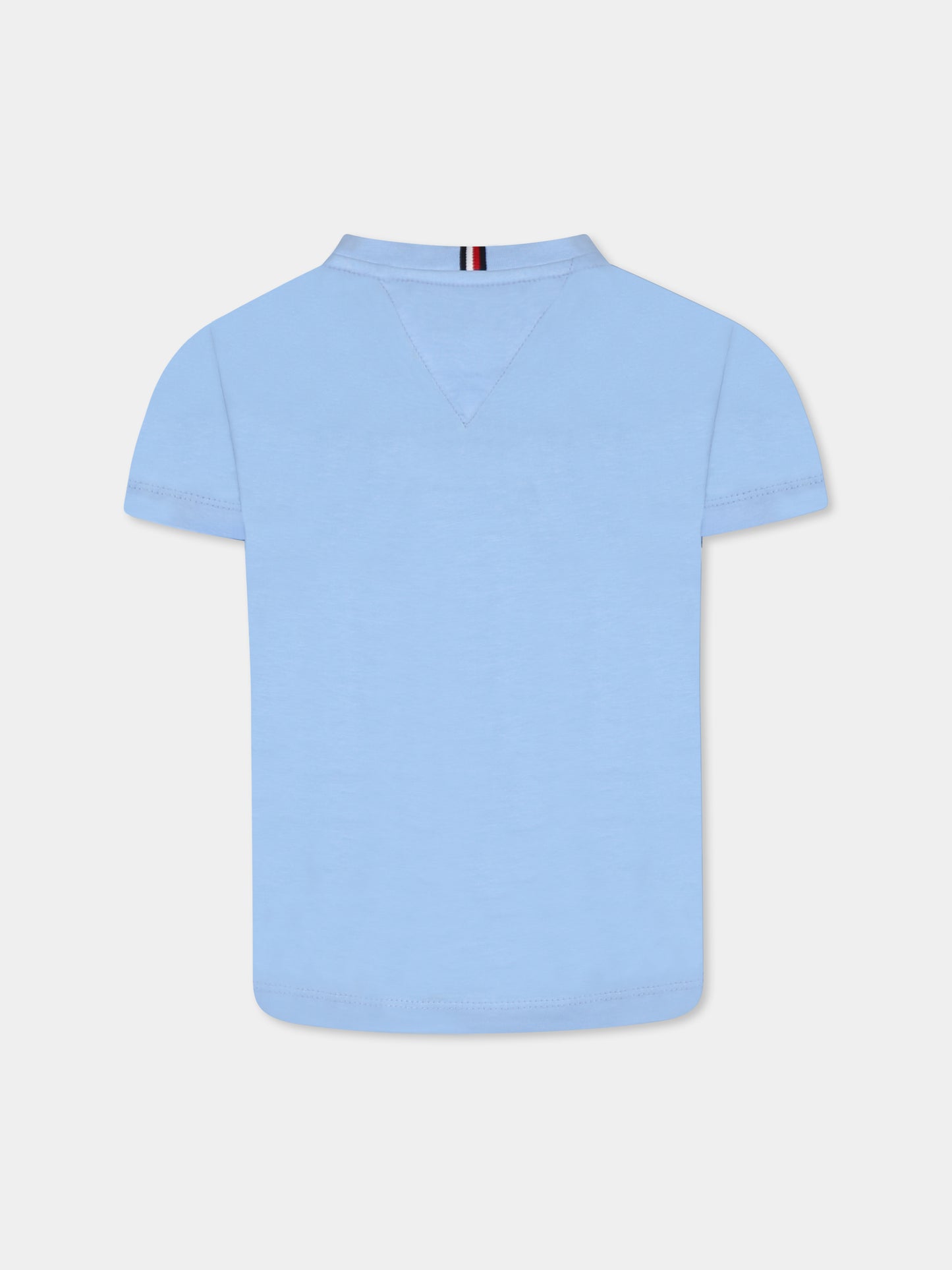 T-shirt celeste per bambino con logo,Tommy Hilfiger Junior,KB0KB08658 C1Z