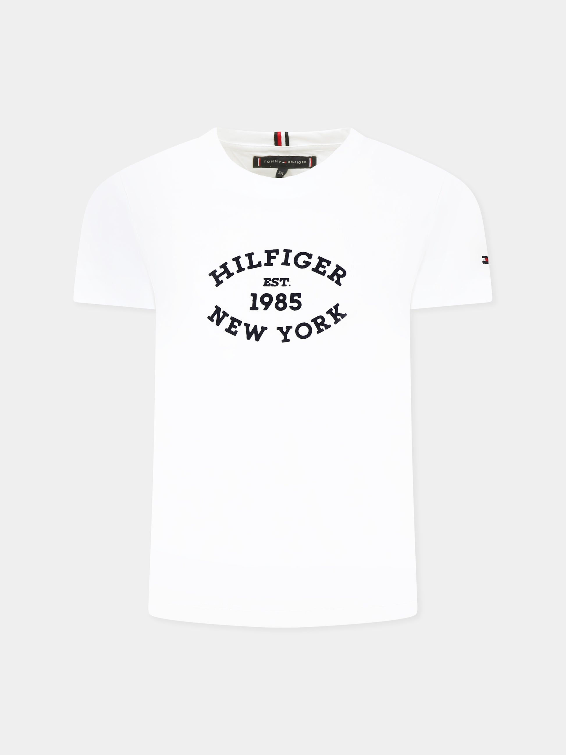 T-shirt bianca per bambino con logo,Tommy Hilfiger Junior,KB0KB08658 YBR