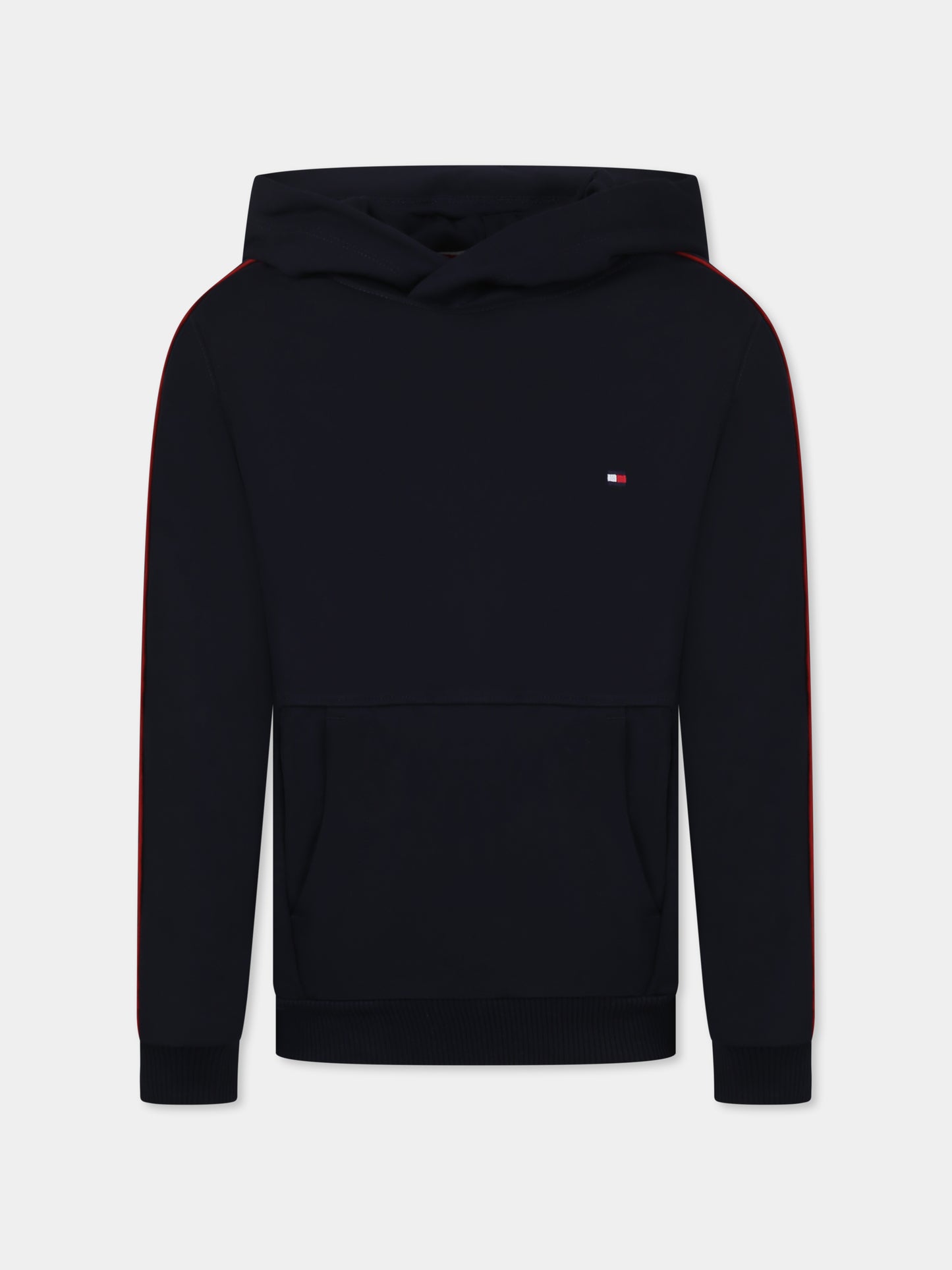 Felpa blu per bambino con bandierina e logo,Tommy Hilfiger Junior,KB0KB09054 DW%