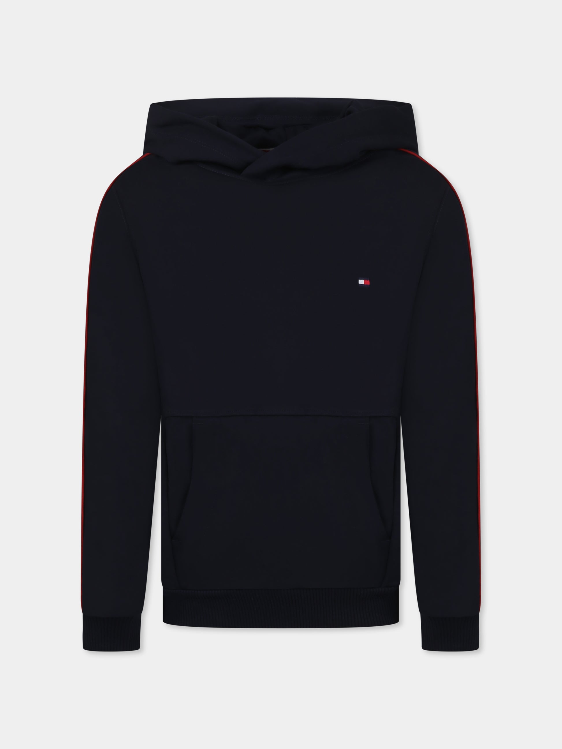 Felpa blu per bambino con bandierina e logo,Tommy Hilfiger Junior,KB0KB09054 DW%