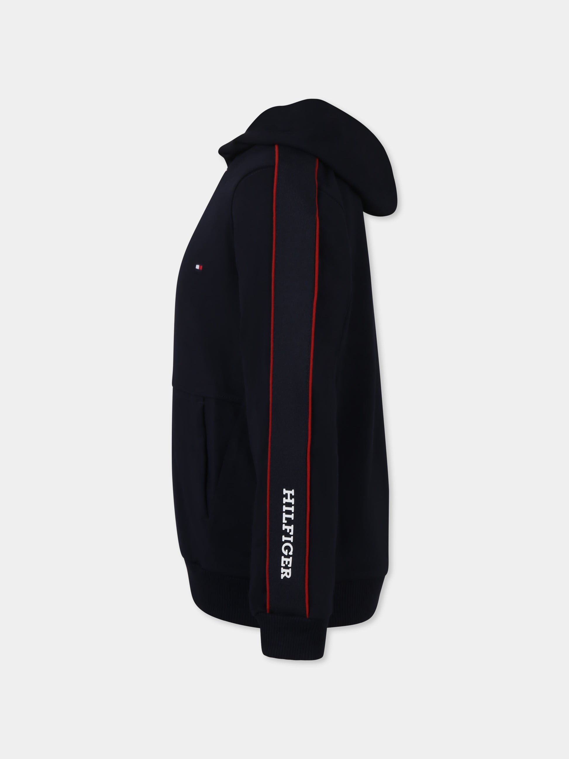 Felpa blu per bambino con bandierina e logo,Tommy Hilfiger Junior,KB0KB09054 DW%