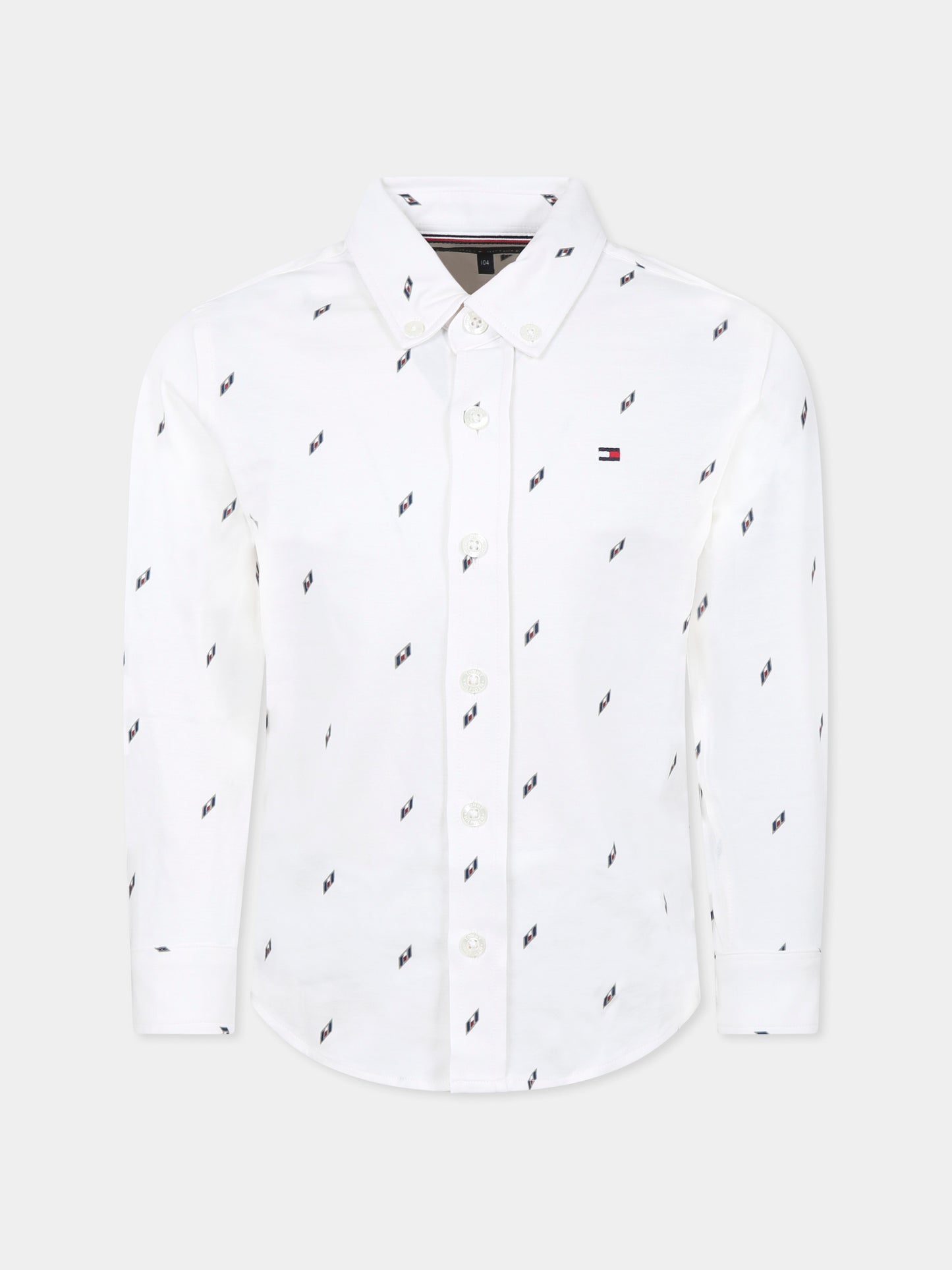 Camicia bianca per bambino con bandierina all over,Tommy Hilfiger Junior,KB0KB09267 YBS