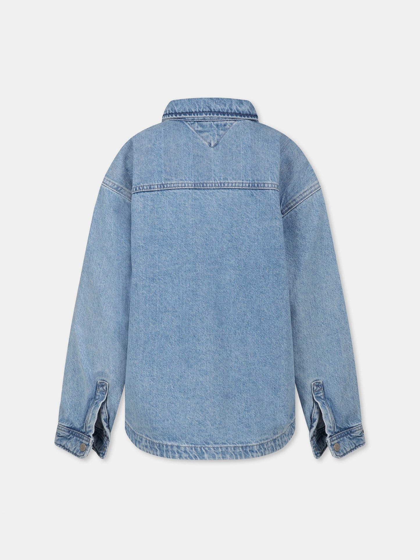 Camicia di jeans celeste per bambino con bandierina,Tommy Hilfiger Junior,KB0KB08874 DW5