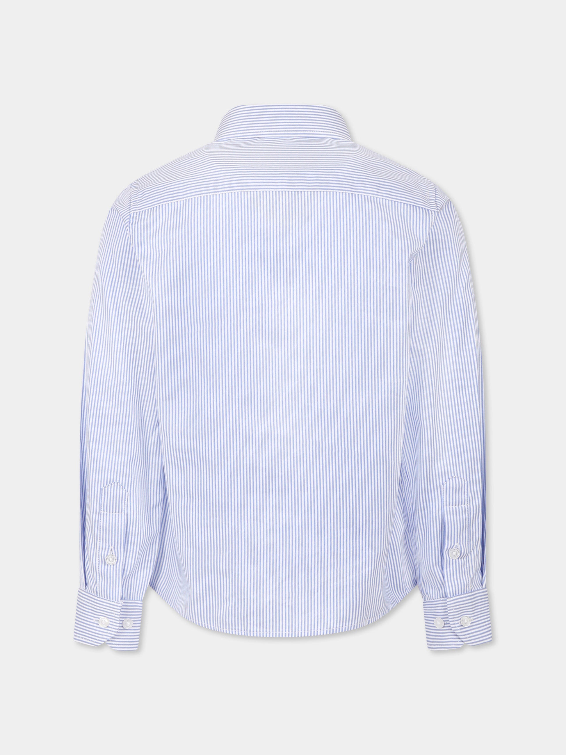 Camicia azzurra per bambino con logo,Trussardi Junior,TBP25019CA BLUE NAVY