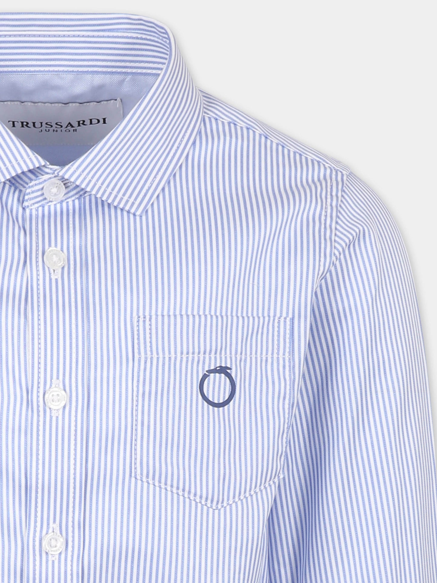 Camicia azzurra per bambino con logo,Trussardi Junior,TBP25019CA BLUE NAVY