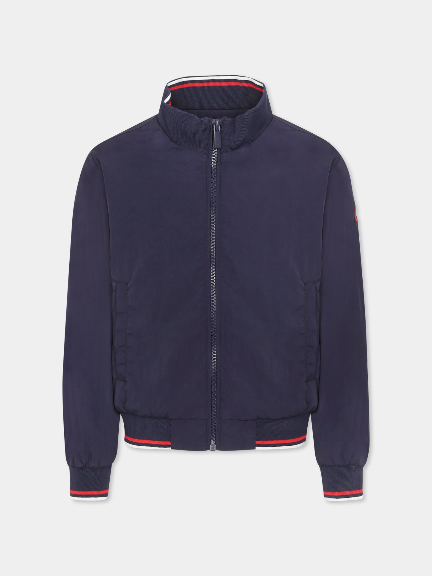 Blue windbreaker jacket for boy with logo