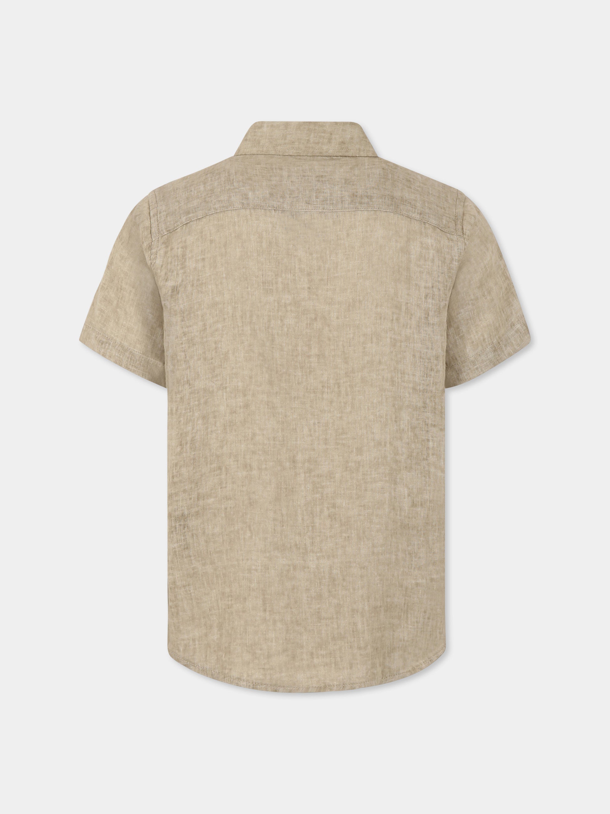 Camicia beige per bambino con logo,Trussardi Junior,TBP25087CA BEIGE MOICA